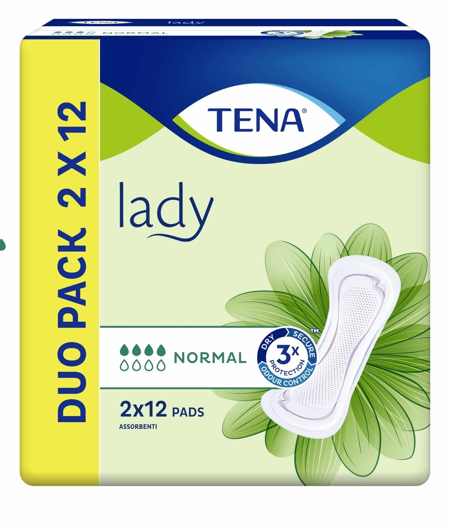 TENA Lady Normal - Assorbenti per perdite urinarie femminili, discreti e confortevoli, 24 assorbenti