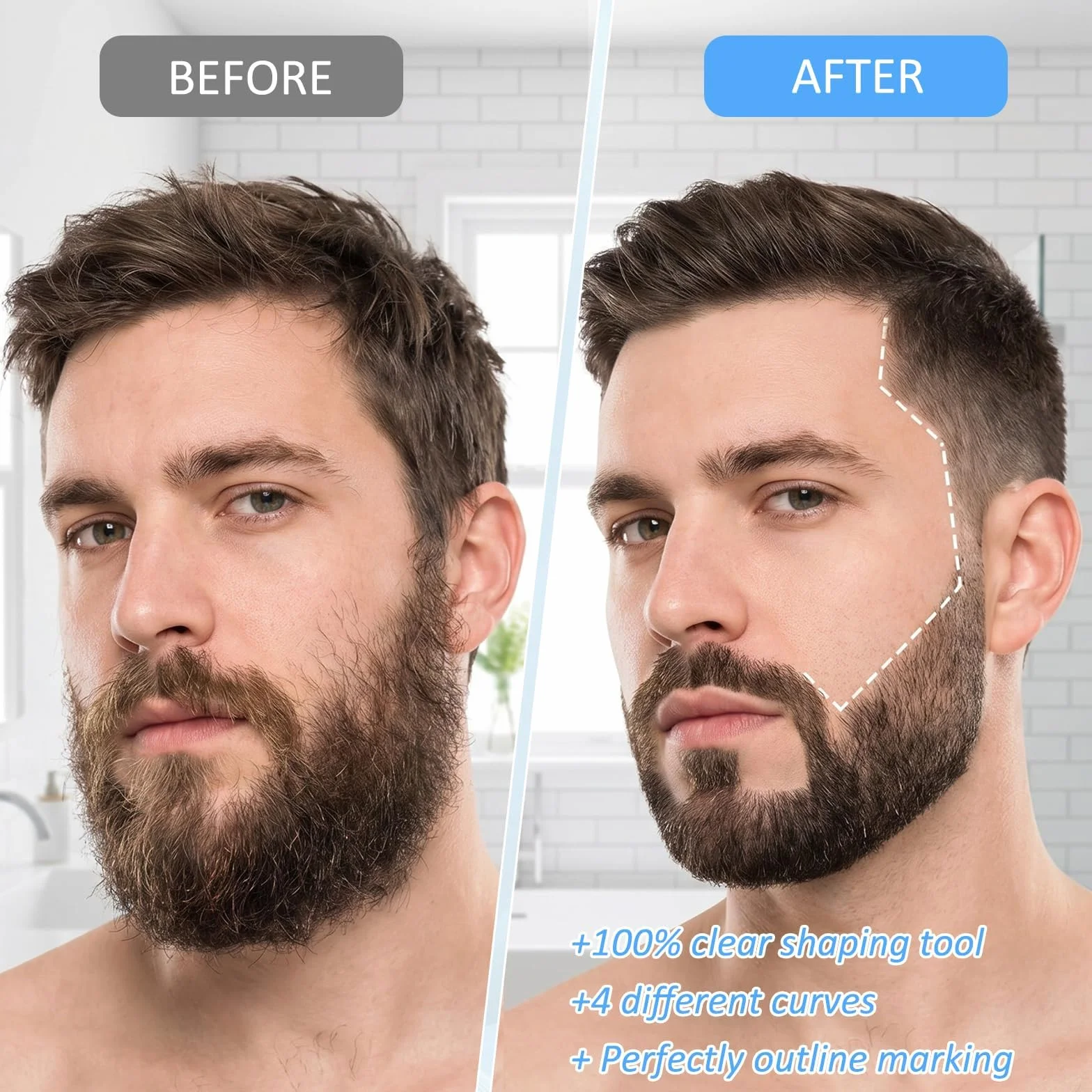 Matita Bianco Barber per Disegnare Contorno Capelli e Modellare Barba con Temperamatite e Spazzola