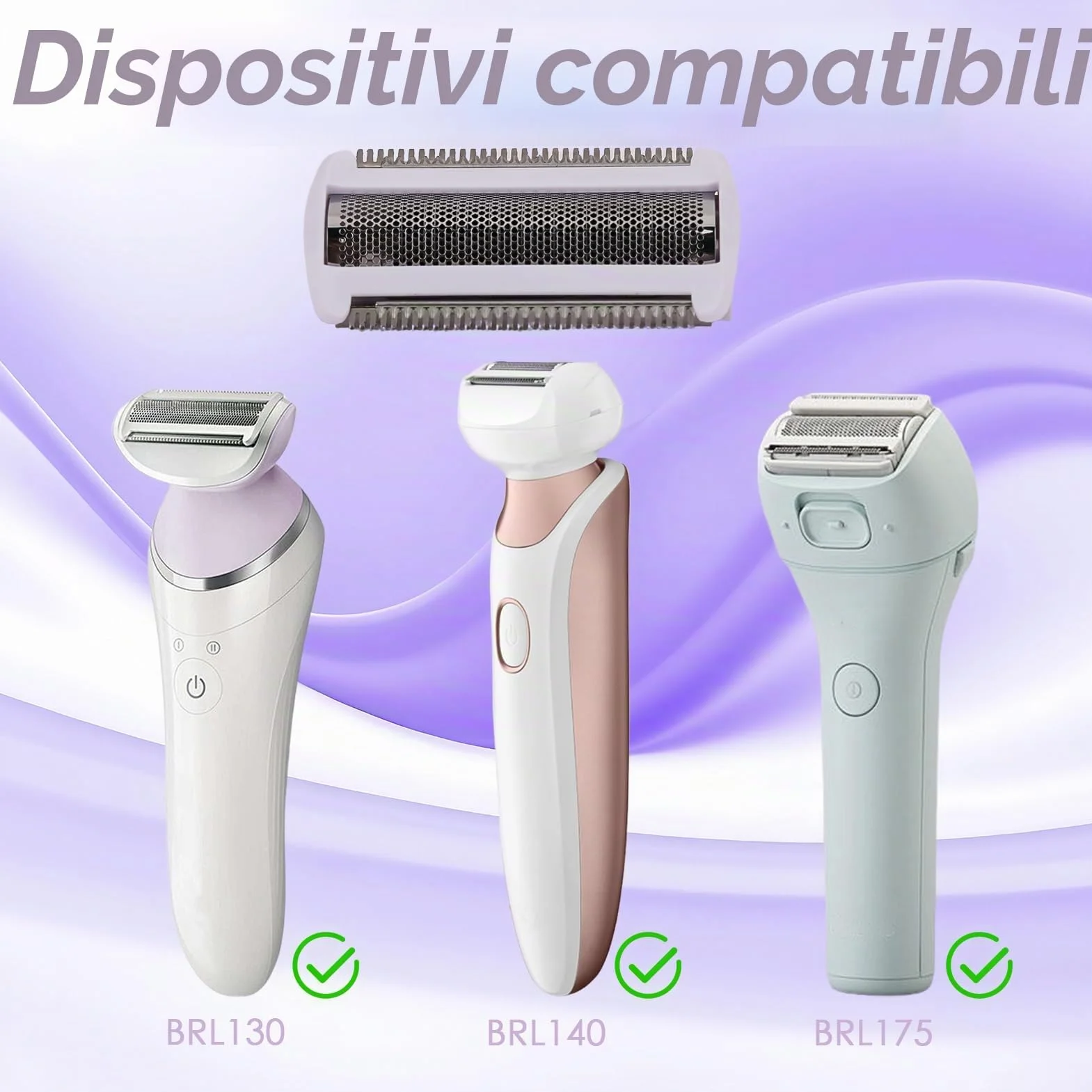 2 lame di ricambio per rasoio BRL130 BRL140 BRL175 BRL146 Bre620 Bre640 Bg2040 Bg2020 Wet & Dry Ladyshave - 2 lame da rasoio da donna