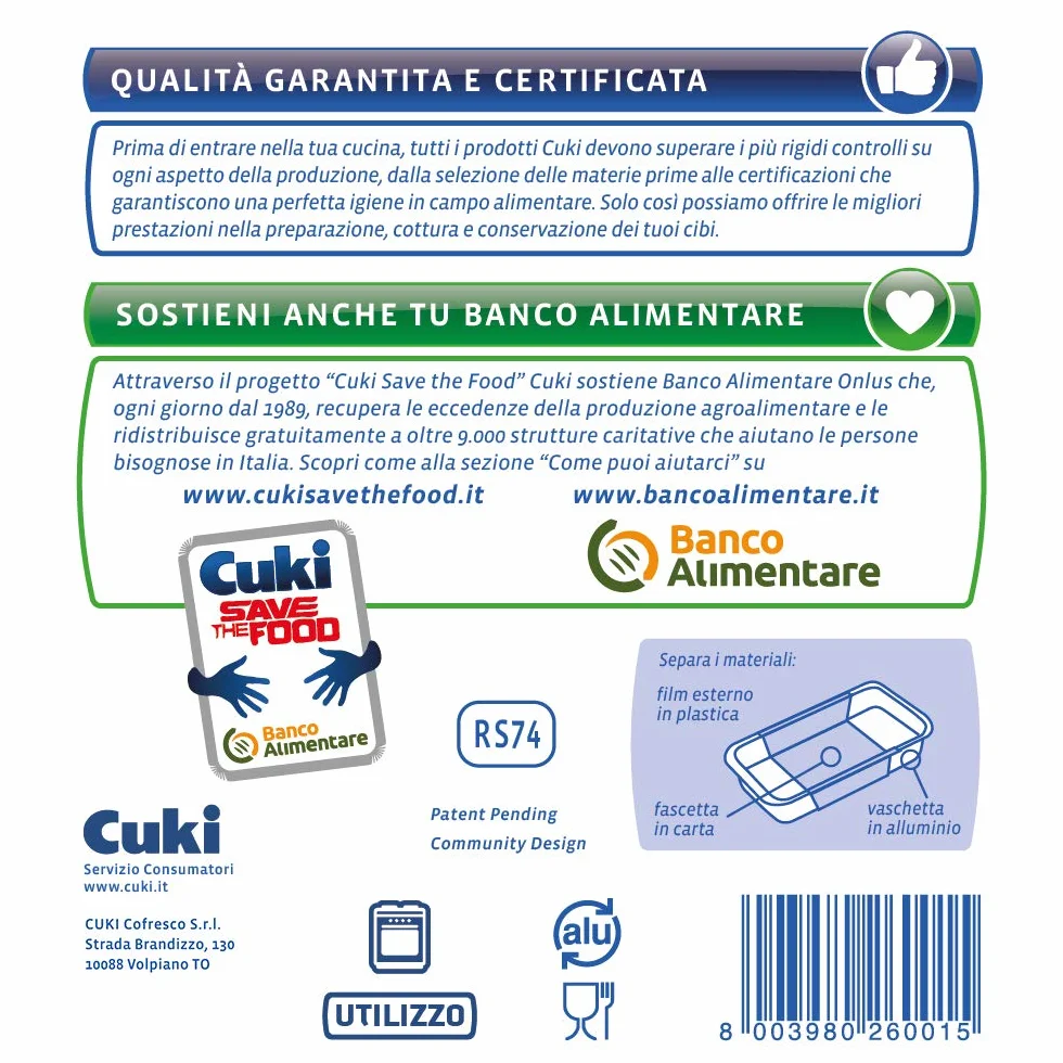 Cuki Vaschette Alluminio - Ultra Forza - 12 Porzioni - Rettangolari [Rs74G] - 6 Confezioni Da 2 Pezzi