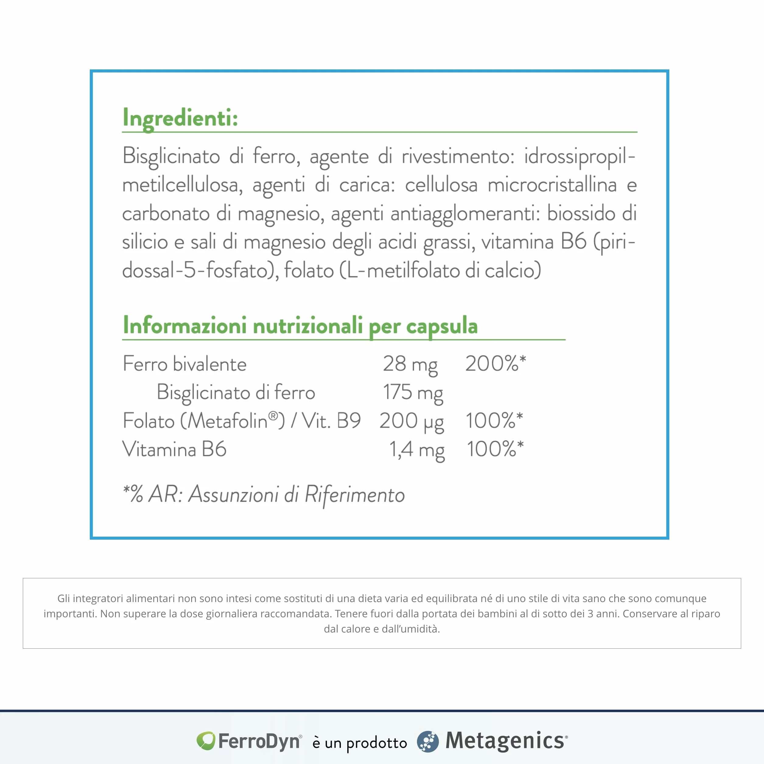 FerroDyn - Sostiene la Formazione dei Globuli Rossi e la Produzione di Energia - Utile in Caso di Affaticamento - 90 Capsule