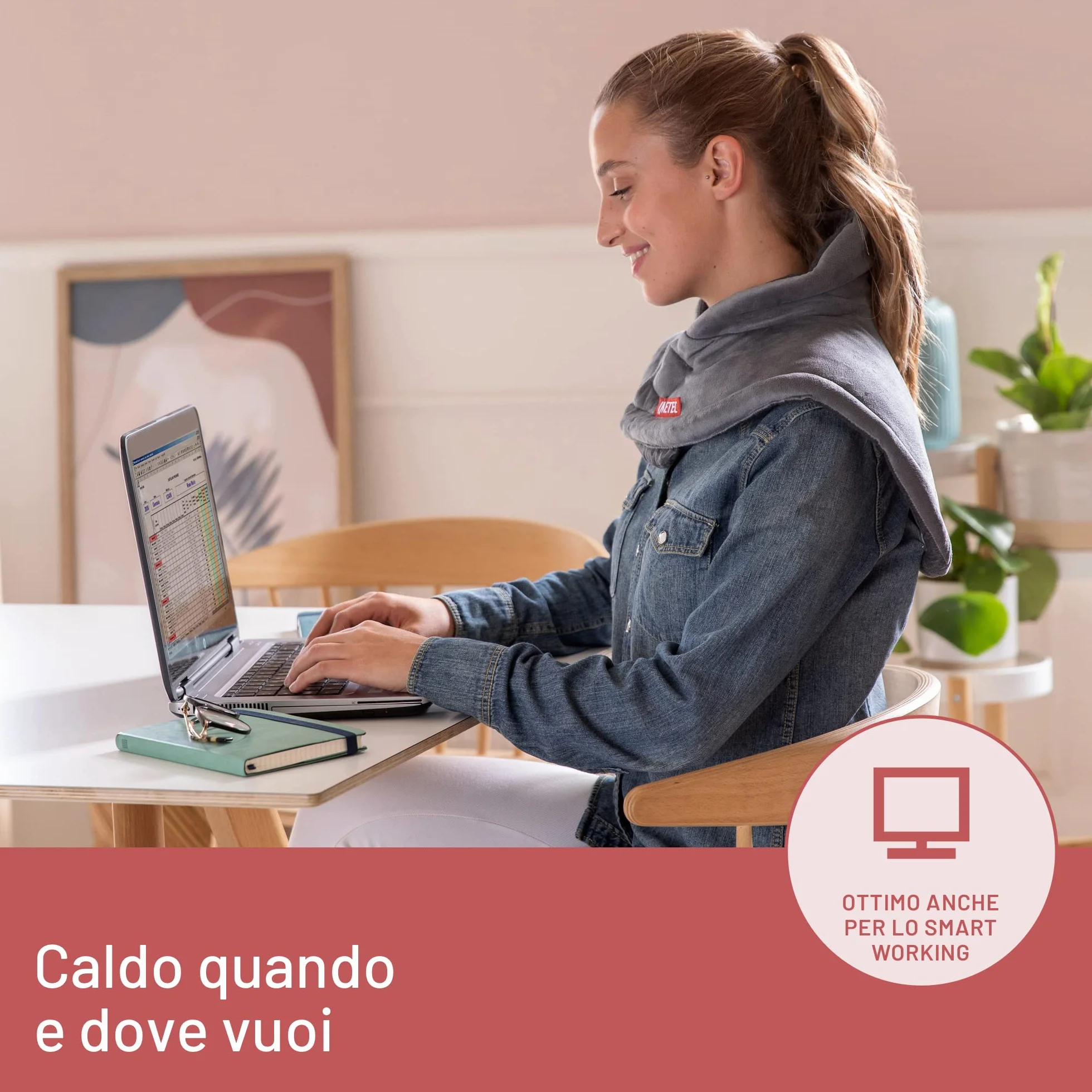 Imetec Intellisense Cervical – Termoforo cervicale e spalle, sollievo a tensioni e contratture, 47x52 cm, tessuto anallergico lavabile, 5 temperature, massima vestibilità