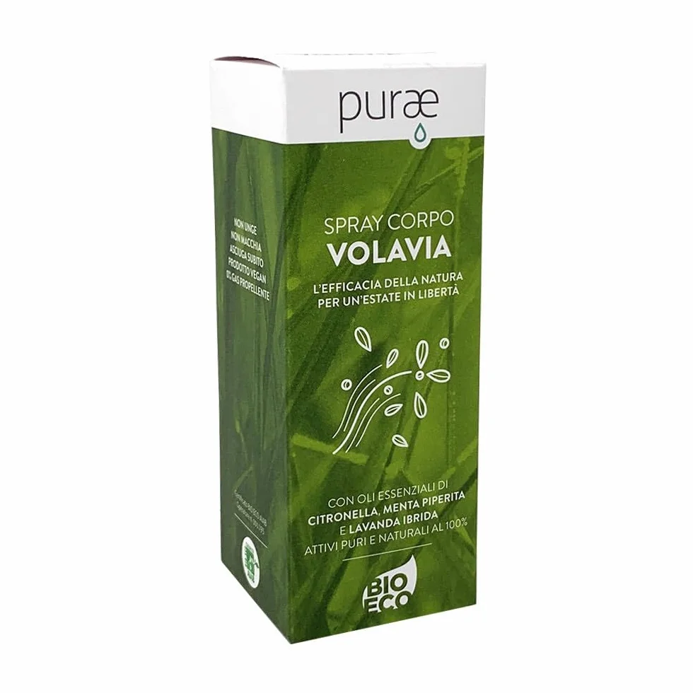 PURAE VOLAVIA Spray Corpo Biologico Repellente Zanzare con Oli Essenziali Puri 100 ML