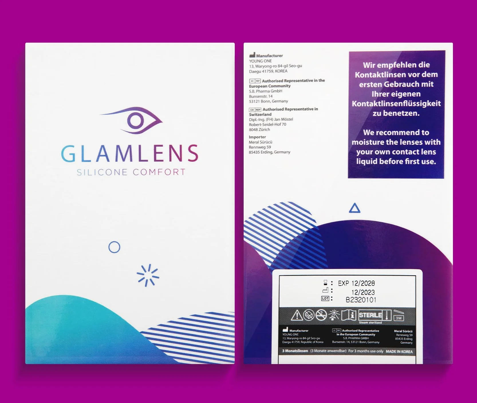 GLAMLENS Lenti a Contatto Colorate Verdi Light Green Mensili Silicone Idrogel 2 Pezzi DIA 14.0