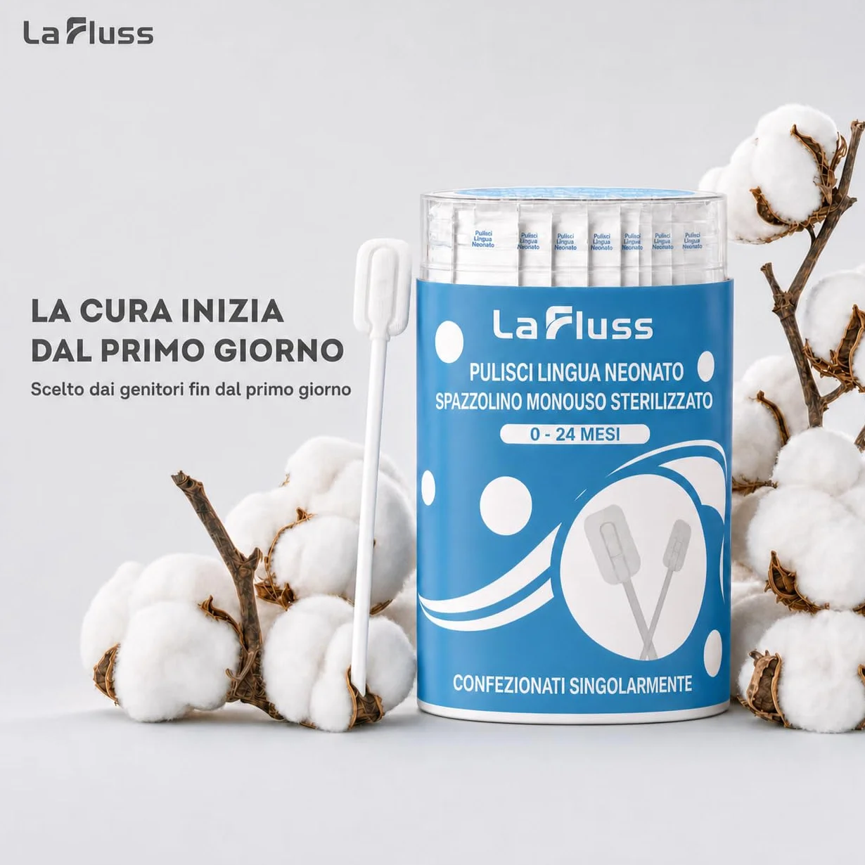 30 Pezzi Spazzolino Monouso Sterilizzati per Bambini e Neonati Pulizia lingua denti e gengive impacchettati singolarmente bastoncini pulizia cavo orale
