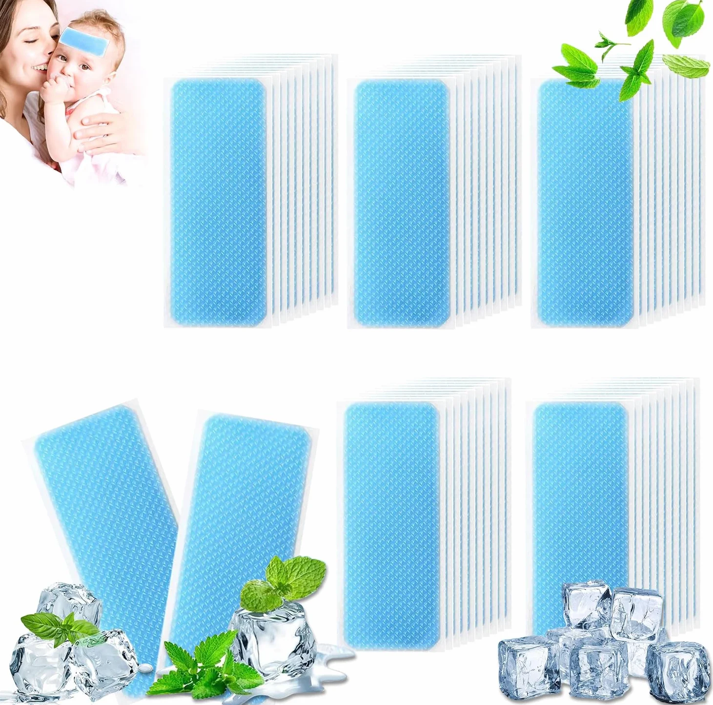 Febbre Gel di Raffreddamento Patch 50 Pezzi per Bambino Adulto Alleviare Stanchezza
