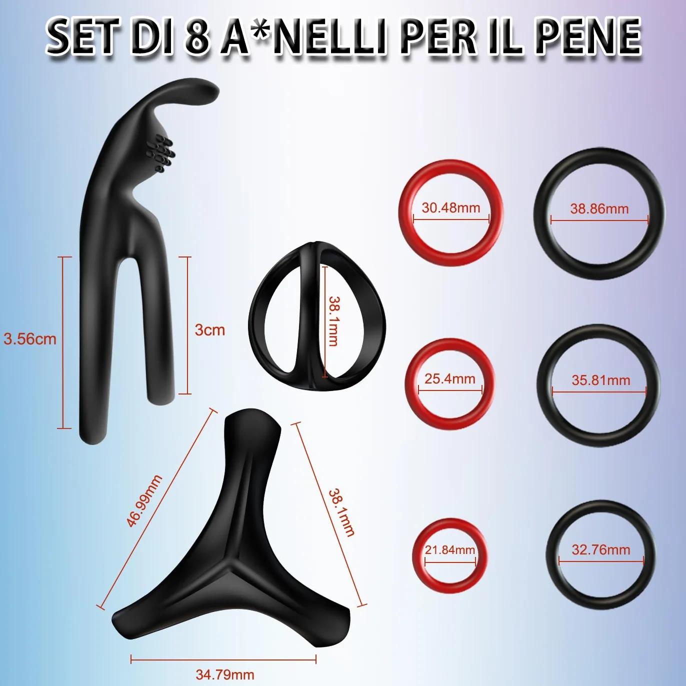 Sex Toys Anelli Pene,5 in 1 Anelli Pene Ritardanti,Ritardare L'eiaculazione Precoce e Aumenta la Potenza per L'erezione Anello Fallico Triangolo per la Stimolazione di Coppia Giocattoli Sessuali