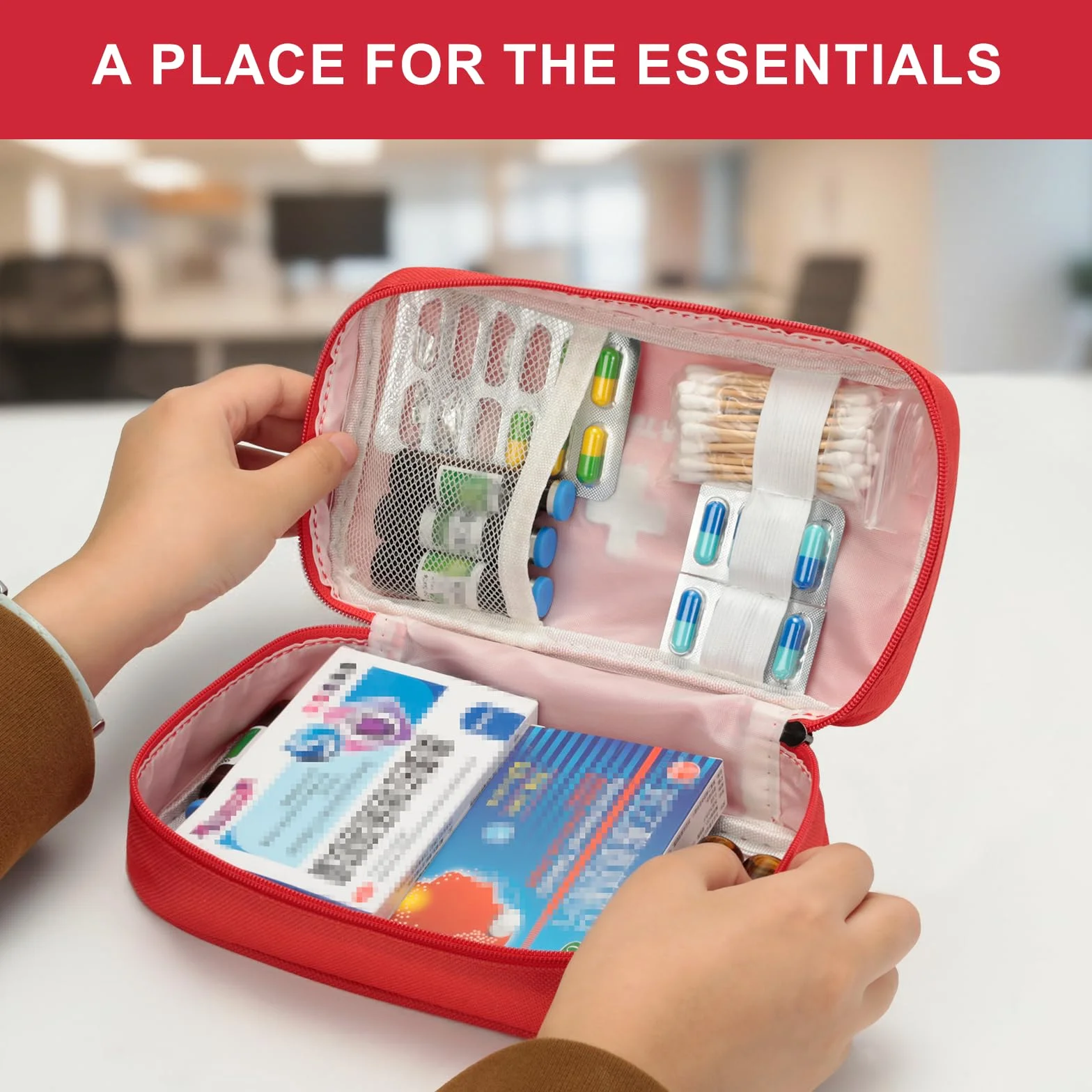 VINATO Kit di Primo Soccorso, Borsa Medica Portatile Vuota, Rosso