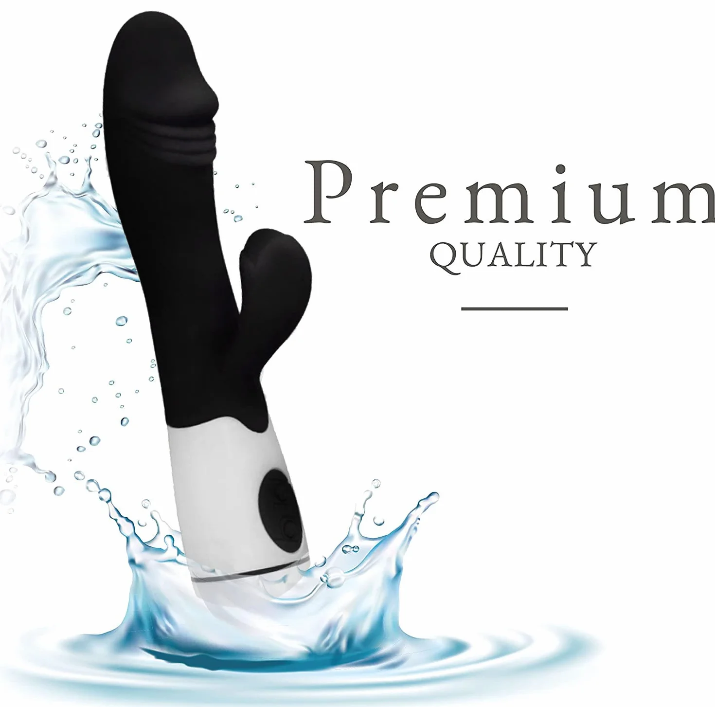 Vibratore Rabbit 19cm ⌀3cm – 30 Modalità, Nero Stimolatore Clitoride e Punto G in Silicone, Dildo Impermeabile, Sex Toy Donna, FOPS W25-3