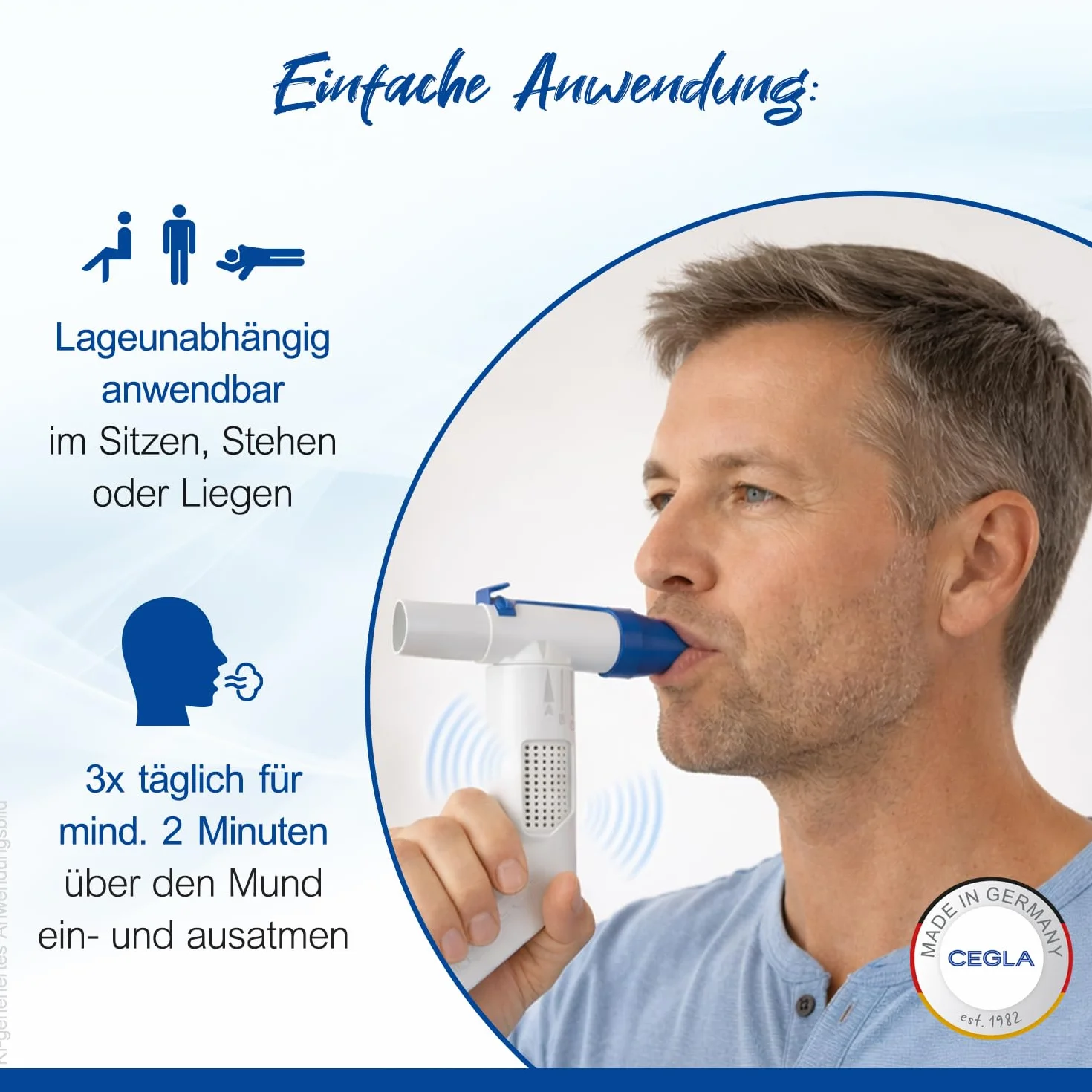 CEGLA RC-Cornet PLUS Dispositivo per terapia respiratoria, riduce tosse, scioglie muco, libera vie respiratorie