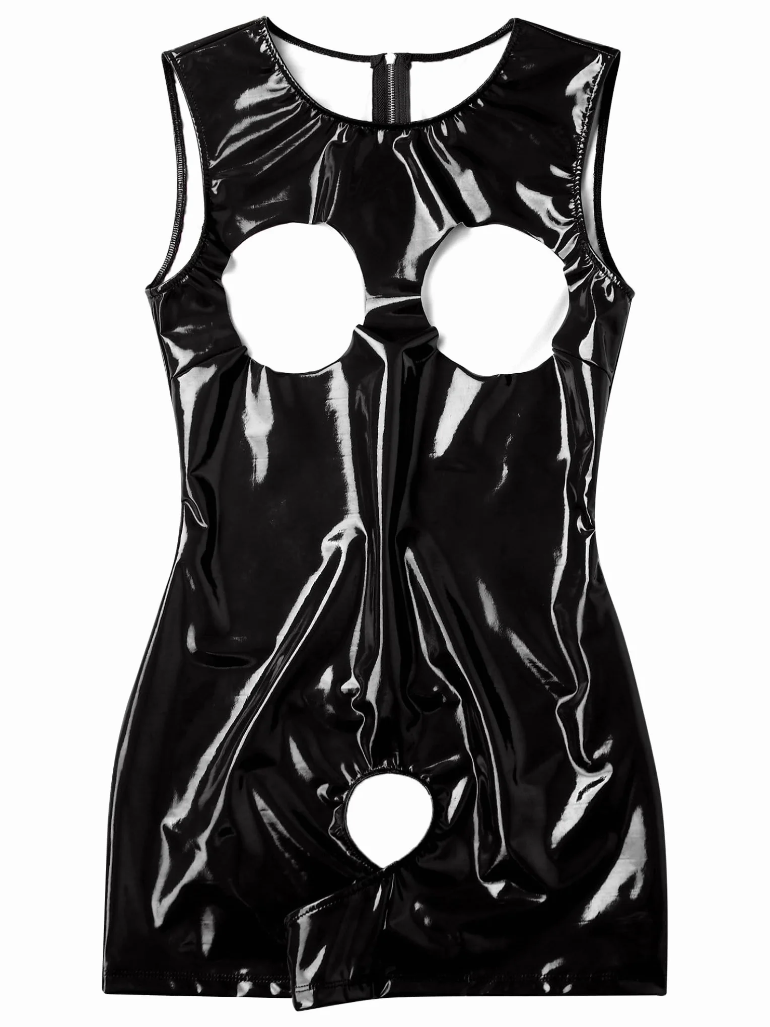Sxiwei Women Wetlook Bodysuit Ouvert Latex Catsuit Pelle Lucida Tuta Jumpsuit Senza Maniche Hot Pants Sexy Lingerie