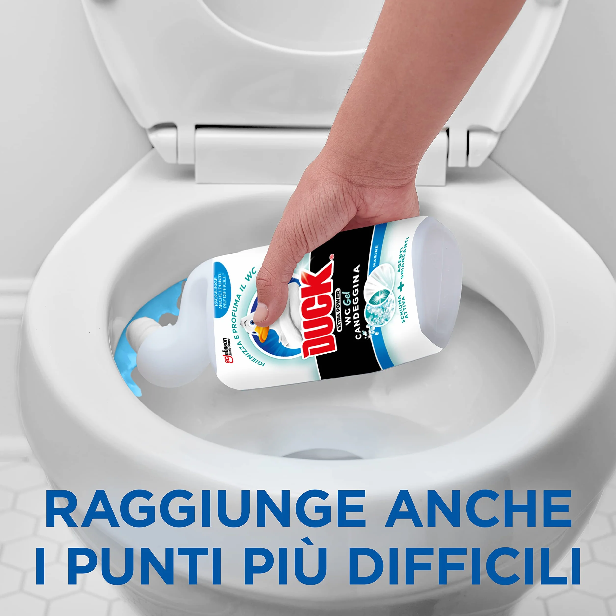 Duck WC Gel Candeggina - Liquido per WC, Igienizza e profuma, Fragranza Marine, Formato Scorta da 12 pezzi