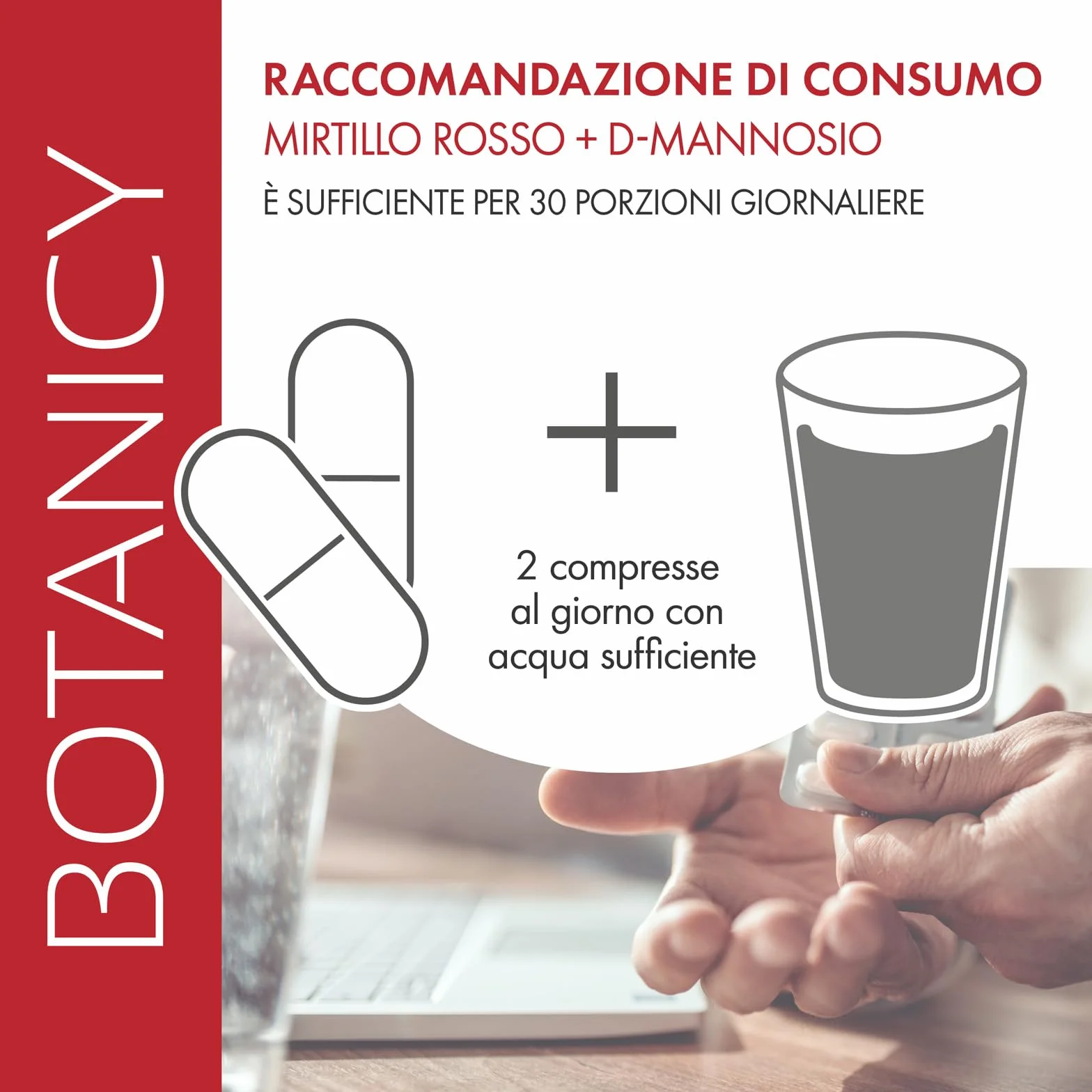 Botanicy MIRTILLO ROSSO + D-MANNOSIO - 60 compresse - supporta vescica & vie urinarie - pacran® polvere di mirtillo rosso, vitamina C e D3, estratto di semi di zucca & radice di tarassaco