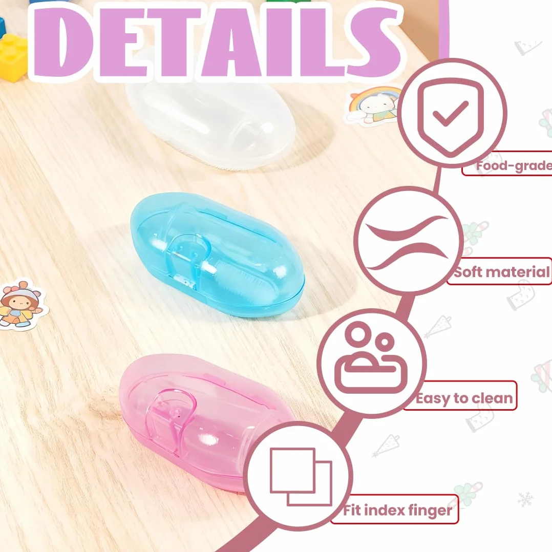 9 Pezzi Spazzolino Morbido Sicuro da Denti per Bambino, Spazzolino Neonato, Spazzoline da Denti di dito in Silicone per Ragazzi, Impacco Trasparente per Massaggi