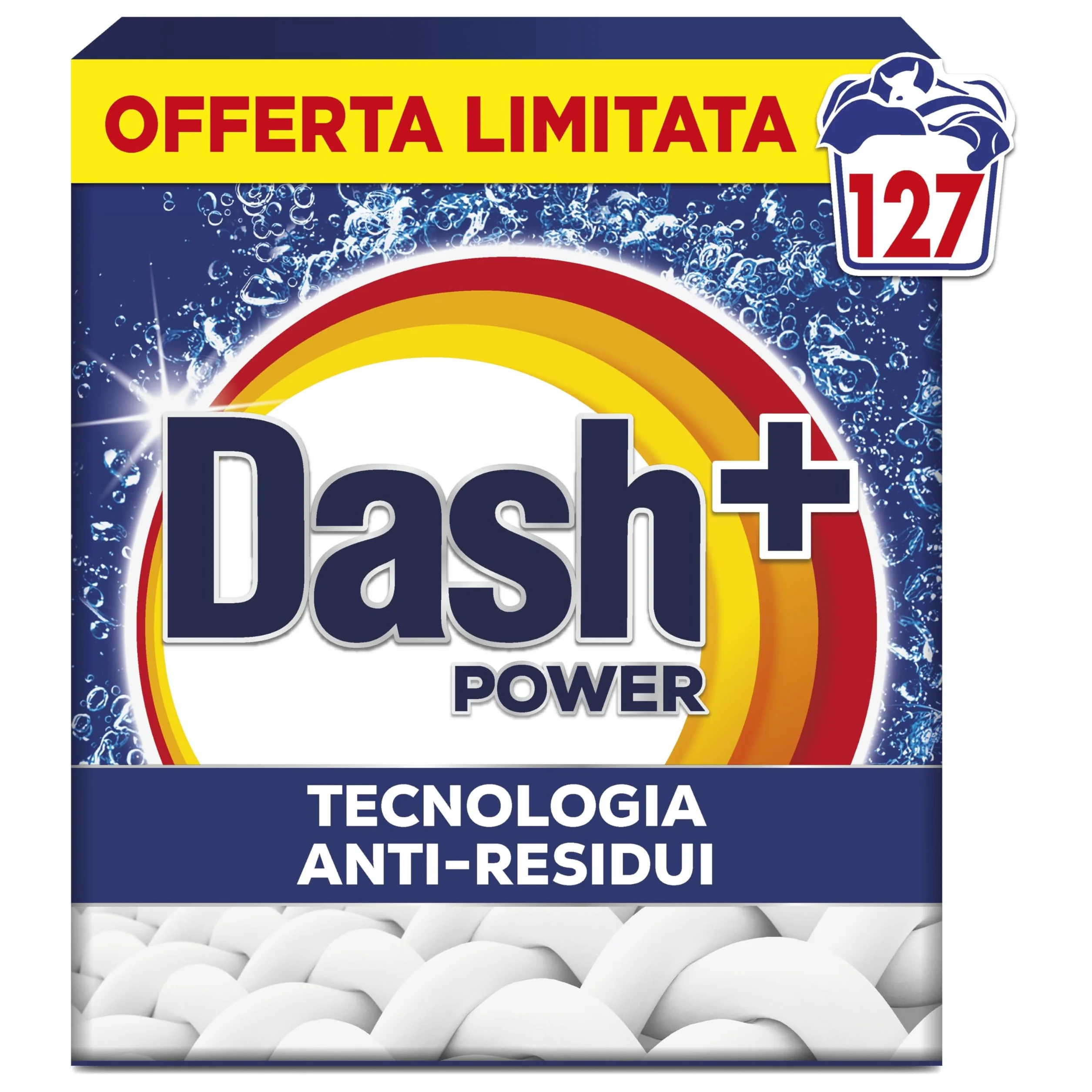 Dash Detersivo Lavatrice Per Bucato In Polvere, 127 Lavaggi, Tecnologia Anti Residui, Rimuove le Macchie, Efficace anche a Freddo e in Cicli Brevi