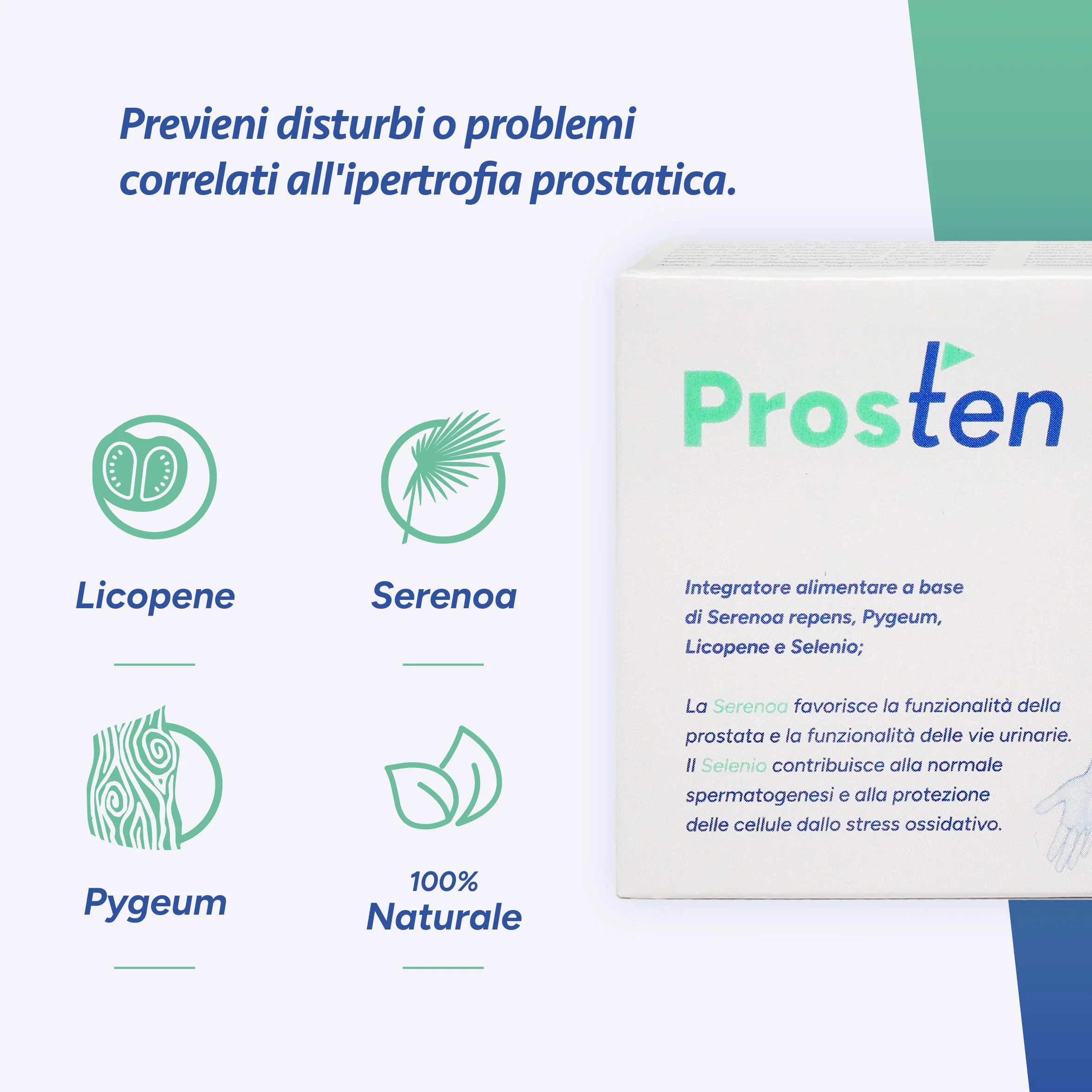 PROSTEN Integratore Prostata Uomo 30 Compresse Serenoa Repens Zinco Vitamina E