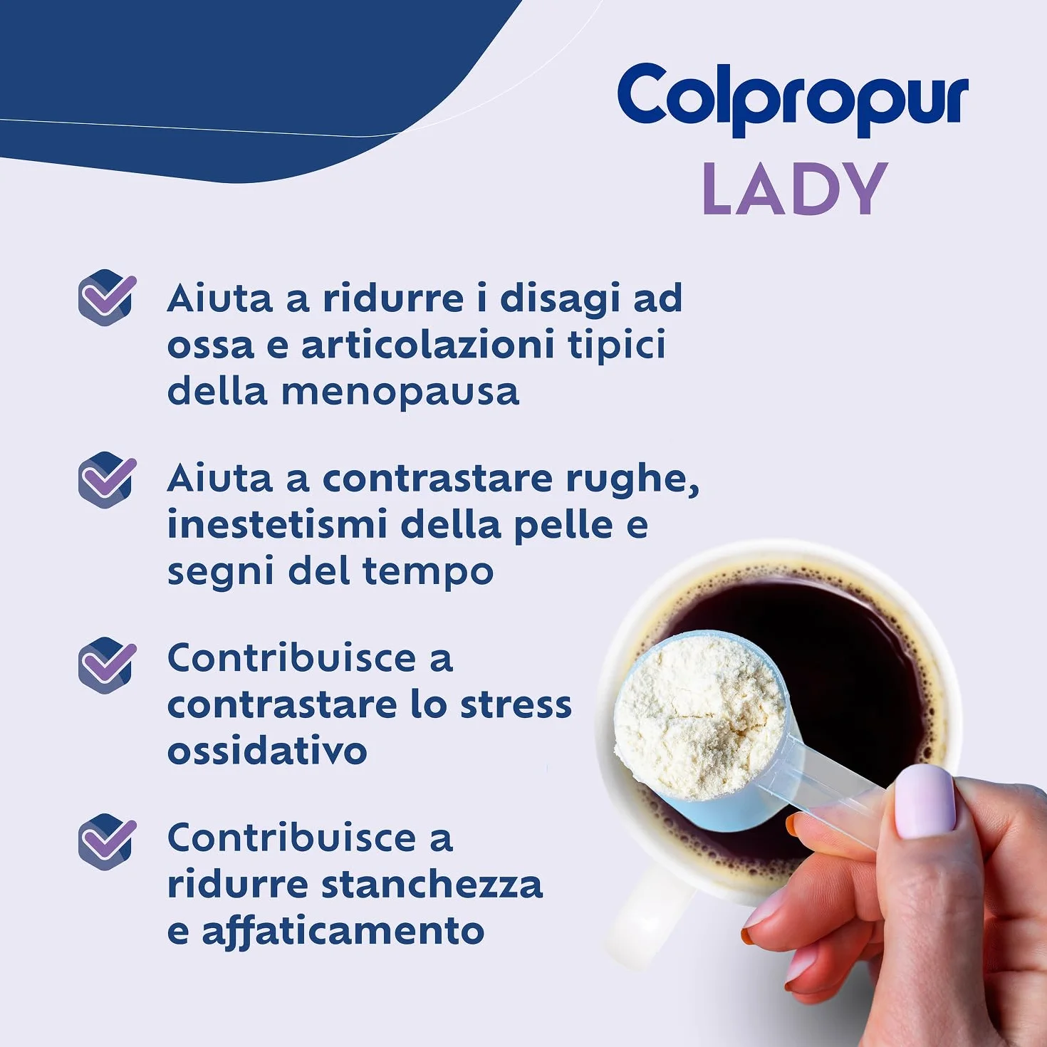 Colpropur Lady Gusto Pesca Collagene Idrolizzato in Polvere da Bere Peptidi di Collagene Integratore per Ossa Pelle e Articolazioni 340g