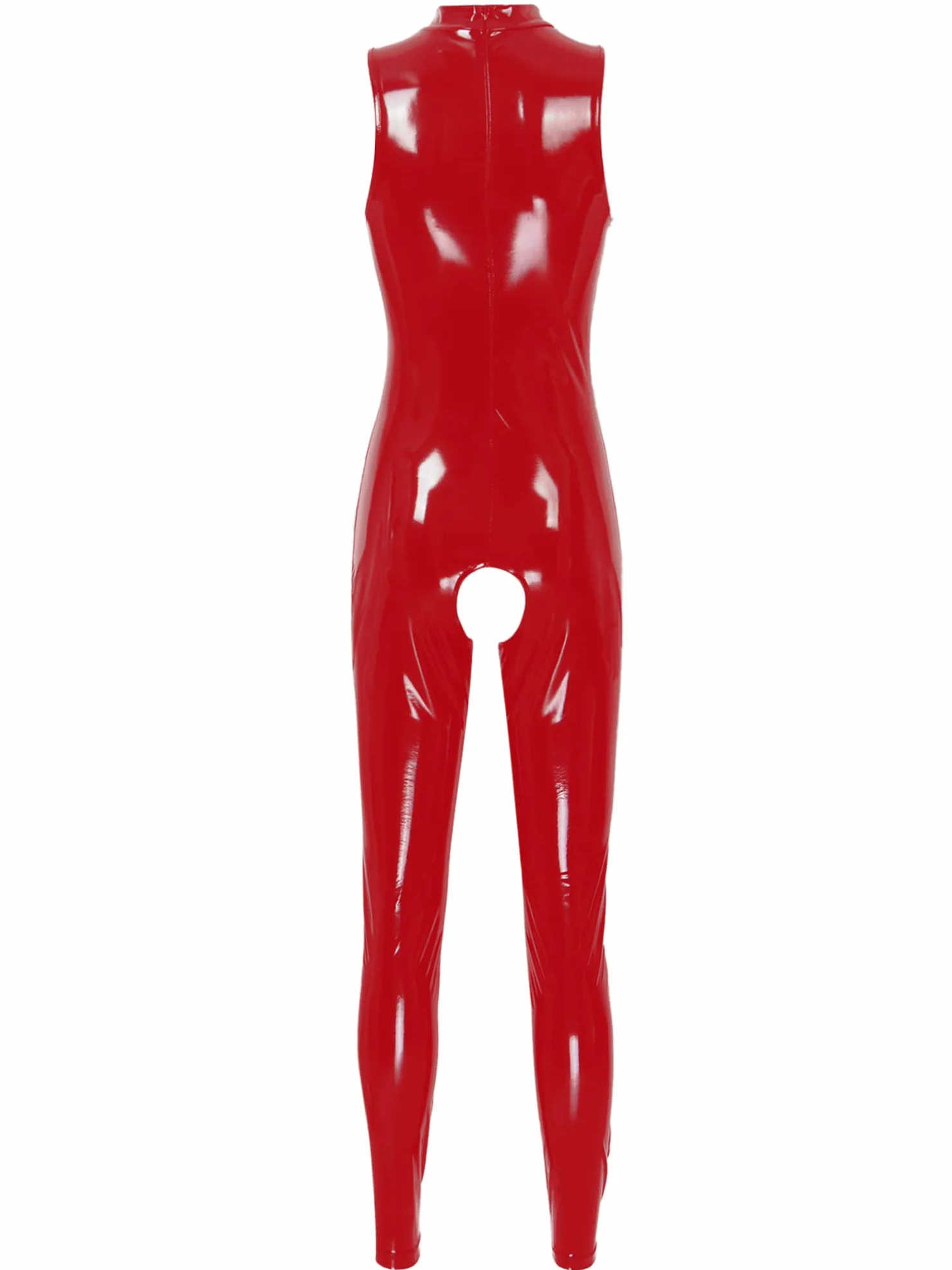 Tuta da donna lucida metallica in ecopelle slim fit Bodycon Romper Clubwear