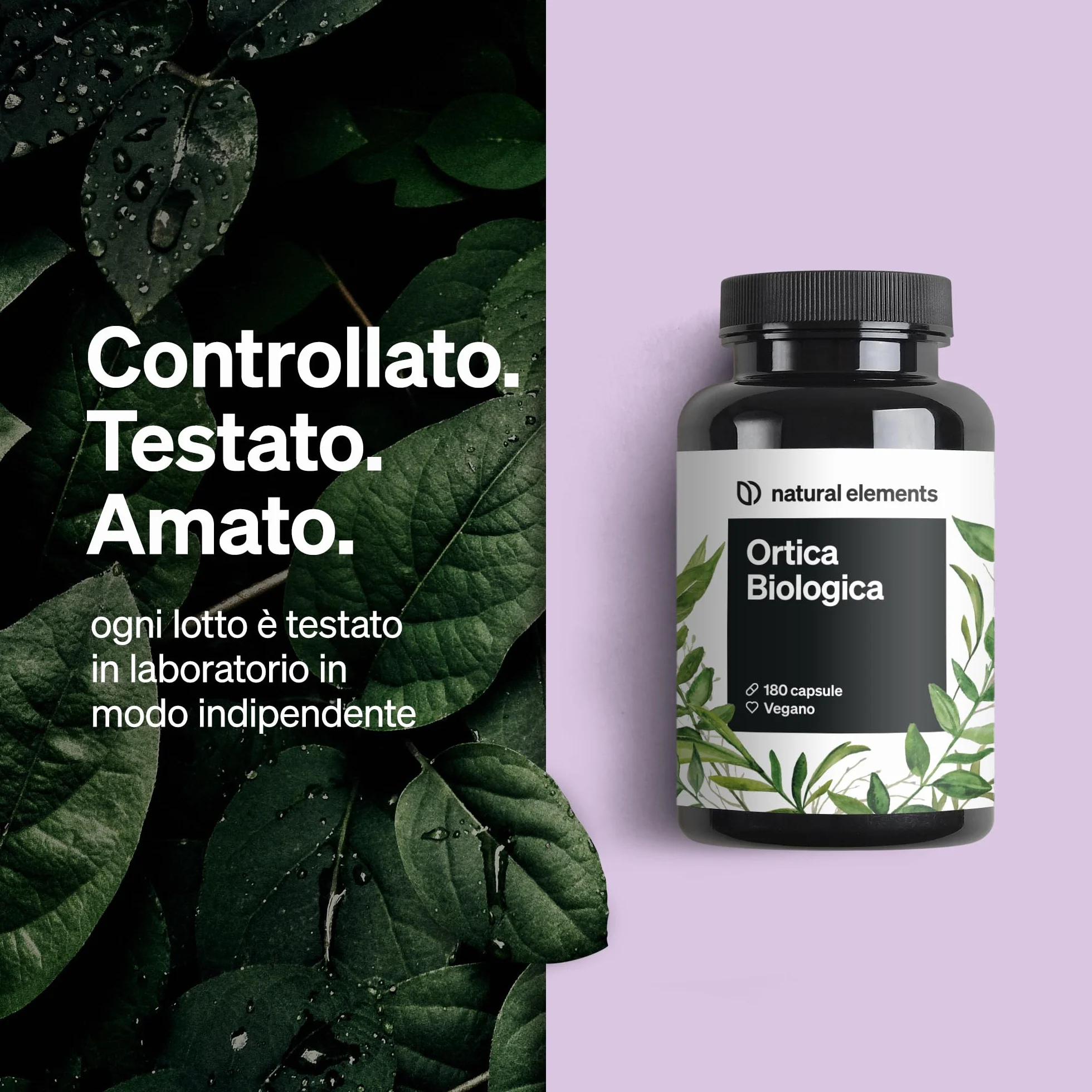 Ortica Biologica 180 capsule estratto di foglie di ortica 10:1 vegano ad alto dosaggio