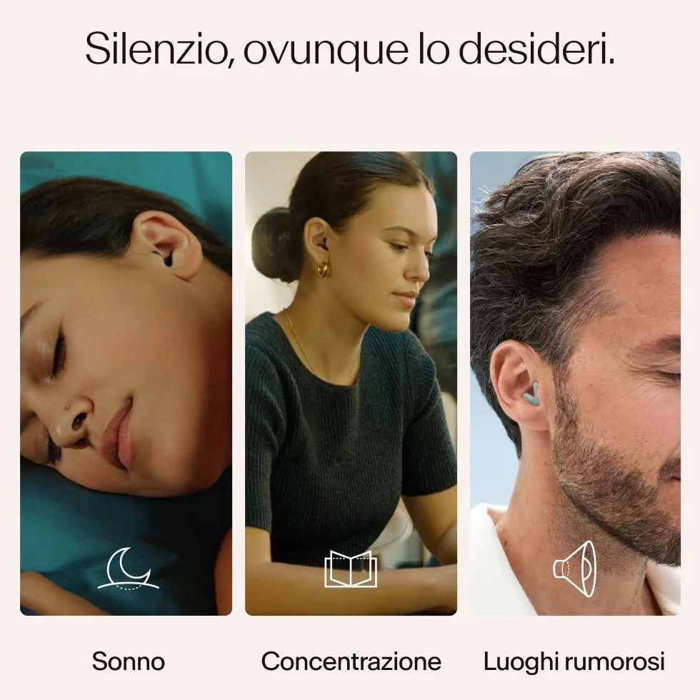 Alpine Silence Tappi Orecchie per Dormire, Viaggiare & Concentrarsi - Protezione Uditiva Comoda, Riutilizzabile - Forma a V aderente & Punte Morbide – XS/S/M/L – Verde