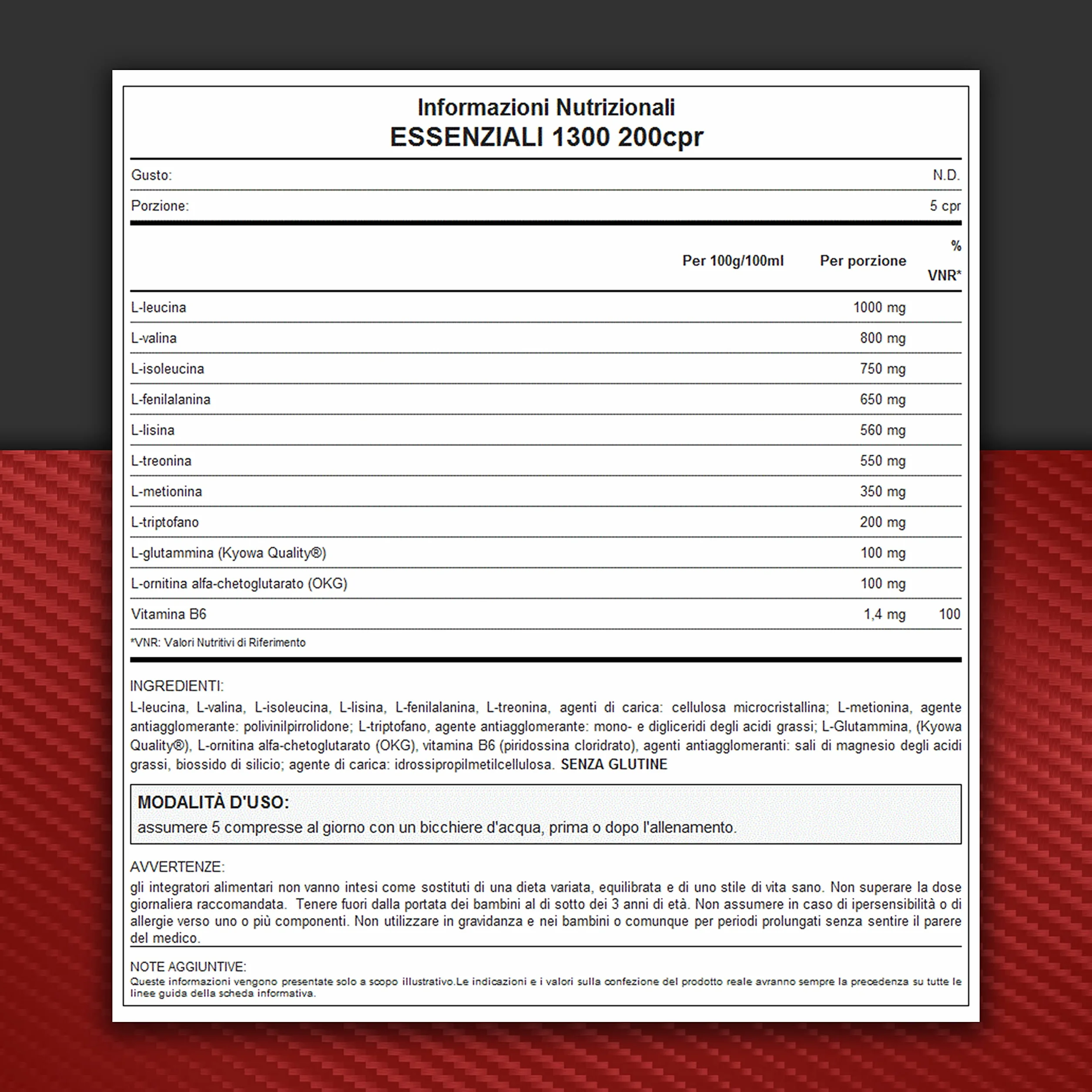 WHY SPORT ESSENZIALI 1300 - Aminoacidi Essenziali con Vitamina B6 e Glutammina - 200 Compresse