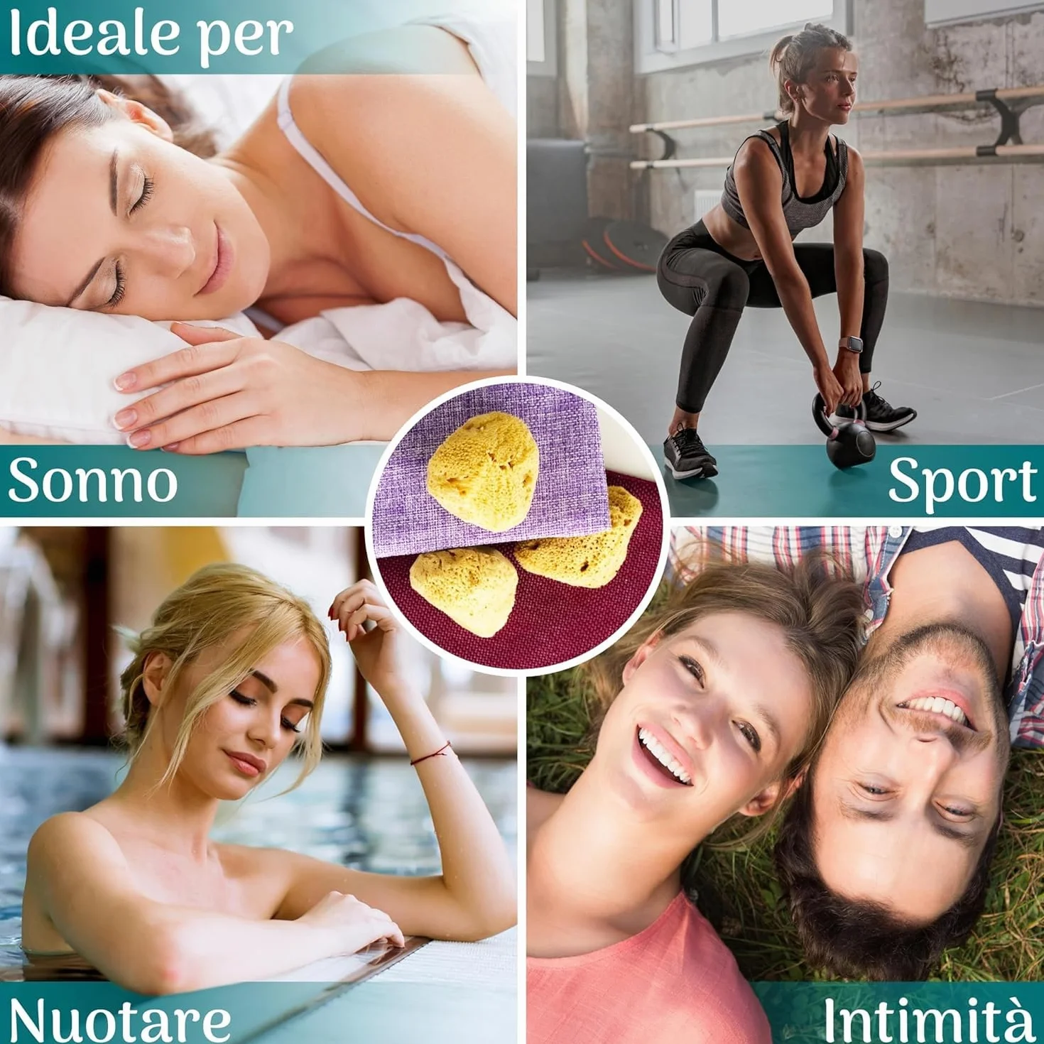 Spugna Naturale del Mediterraneo per il Corpo, Non Sintetica (5 PEZZI - SPUGNA MESTRUALE GRANDE DA 6-7 CM)