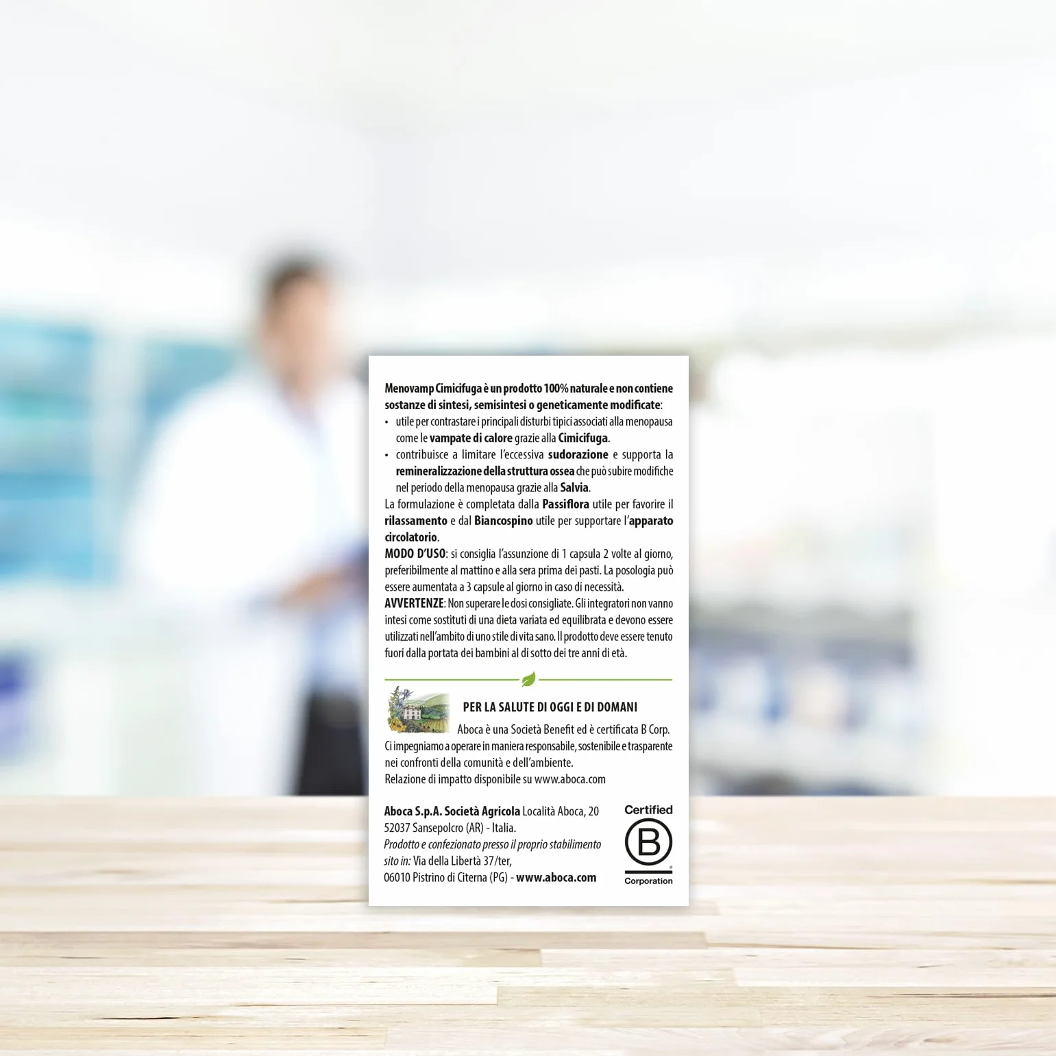 Aboca Menovamp Cimifuga Formula Potenziata Integratore per la Menopausa 60 Capsule
