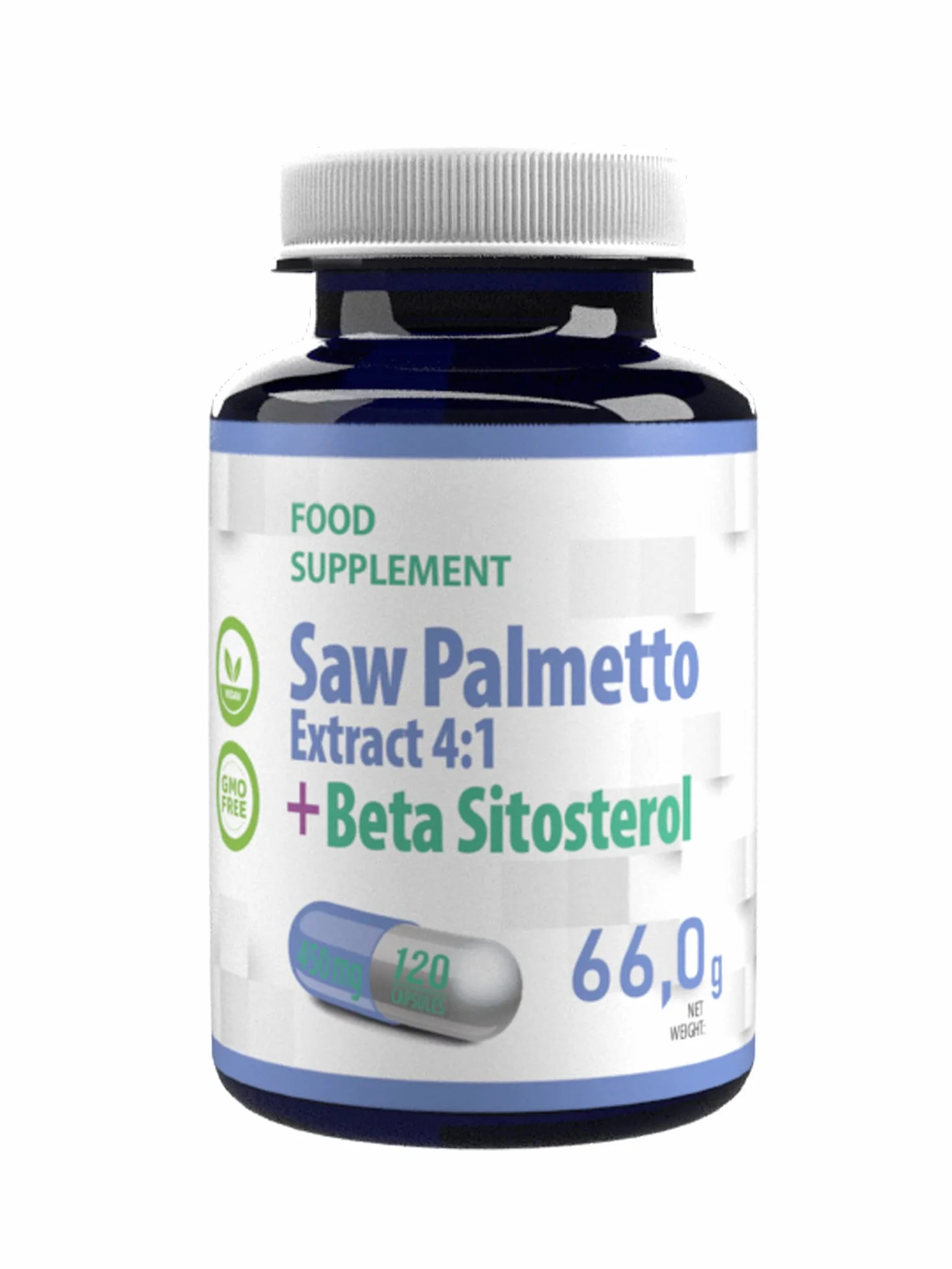 Hepatica Saw Palmetto 4:1 Beta-Sitosterolo 450 mg 120 capsule vegane Serenoa repens GMP
