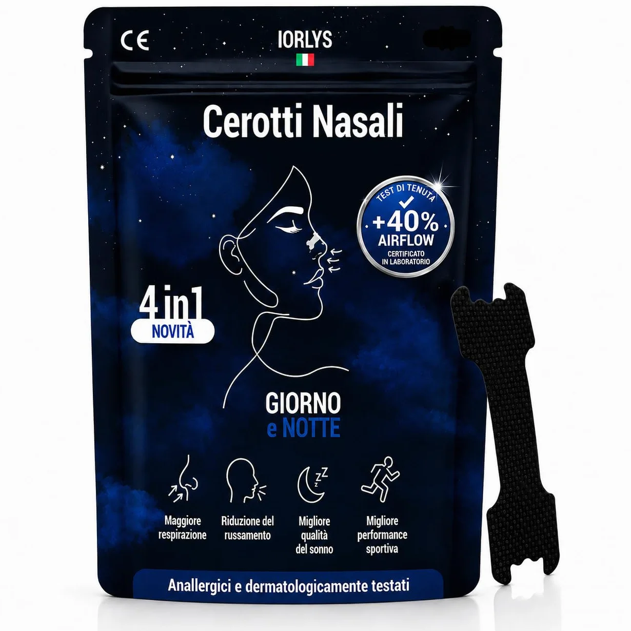 Cerotti Nasali Antirussamento 60pz Dilatatore Nasale Antisudore Tenuta Forte