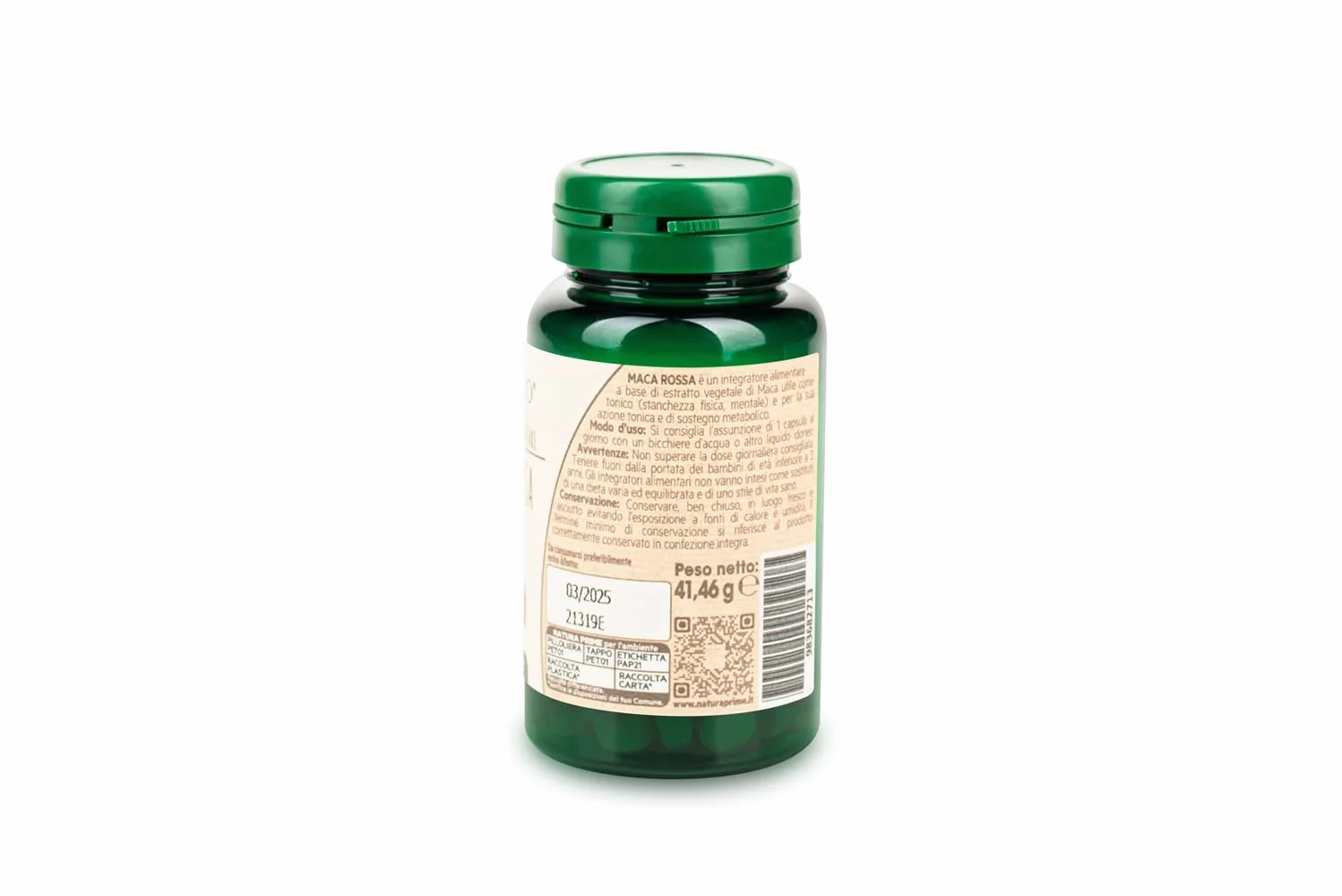 Natura Prime - Maca Rossa - Radice Energizzante, Migliora L'Equilibrio Ormonale Per Uomo E Donna - 60 Capsule - Vegano, Senza Glutine E Senza Lattosio