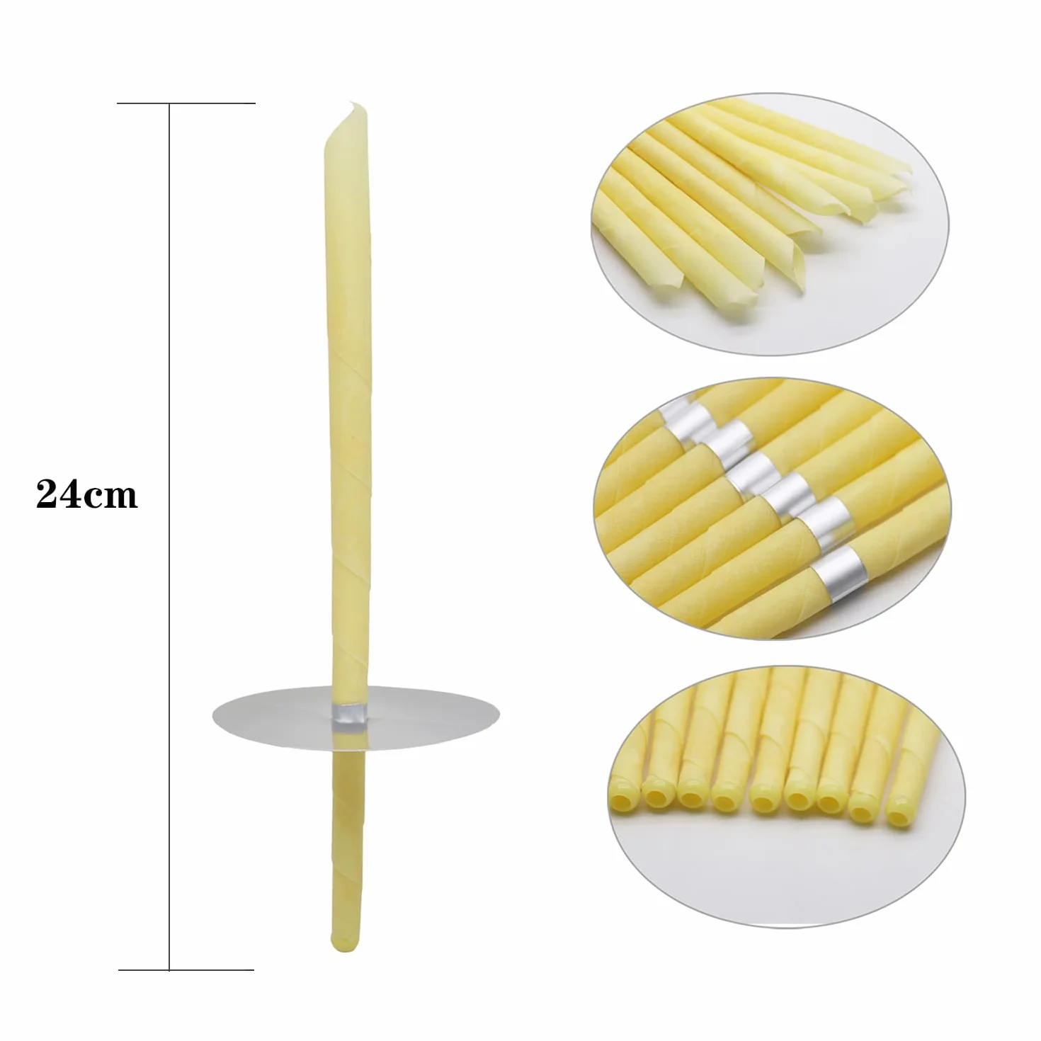 20 PCS Coni per orecchie,candele coniche, rimozione del cerume,- Cera d’Api e Mussola di Cotone Naturale con Filtri e Dischi Protettivi