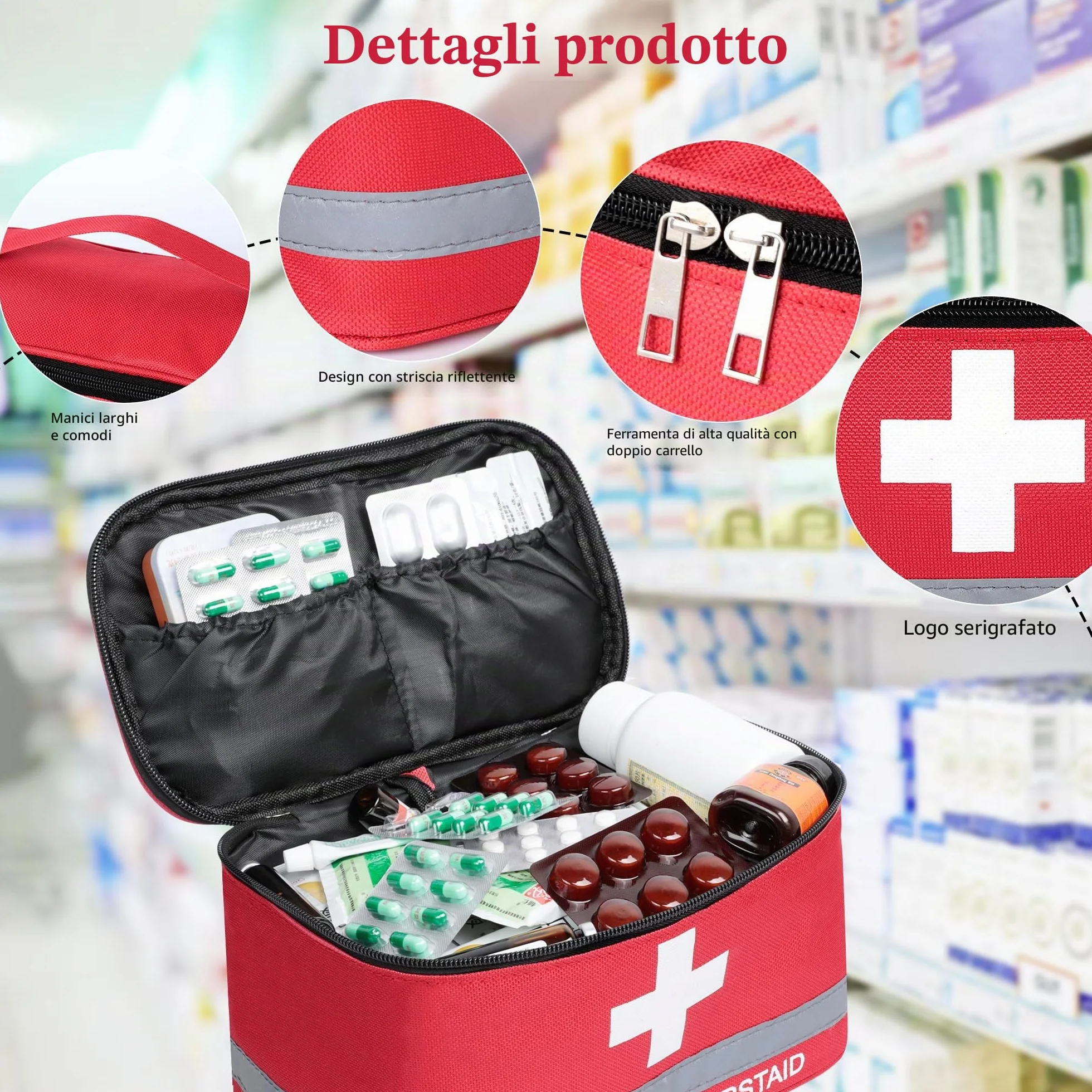 Romon Borsa Pronto Soccorso Viaggio Impermeabile, Kit Medico Vuota Portatile Alta Capacità