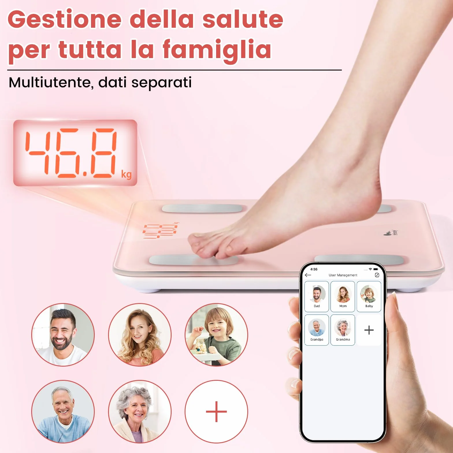 Himaly Bilancia Pesapersone Digitale Professionale Bluetooth 180 kg