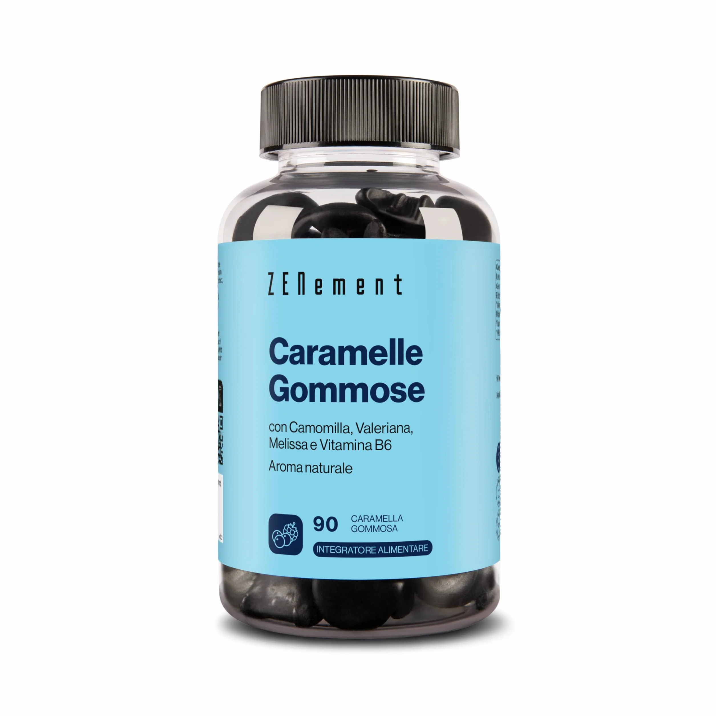 Zenement Caramelle Gommose alla Melatonina 1 mg 90 Gummies con Vitamina B6 Camomilla Valeriana Melissa Sambuco Vegane