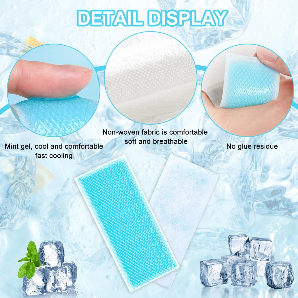 50 Pezzi Raffreddamento Gel Patch, Patch Fronte Di Raffreddamento, Alleviare la Stanchezza, Sollievo Dalla Febbre, Rinfrescare il Caldo Estivo