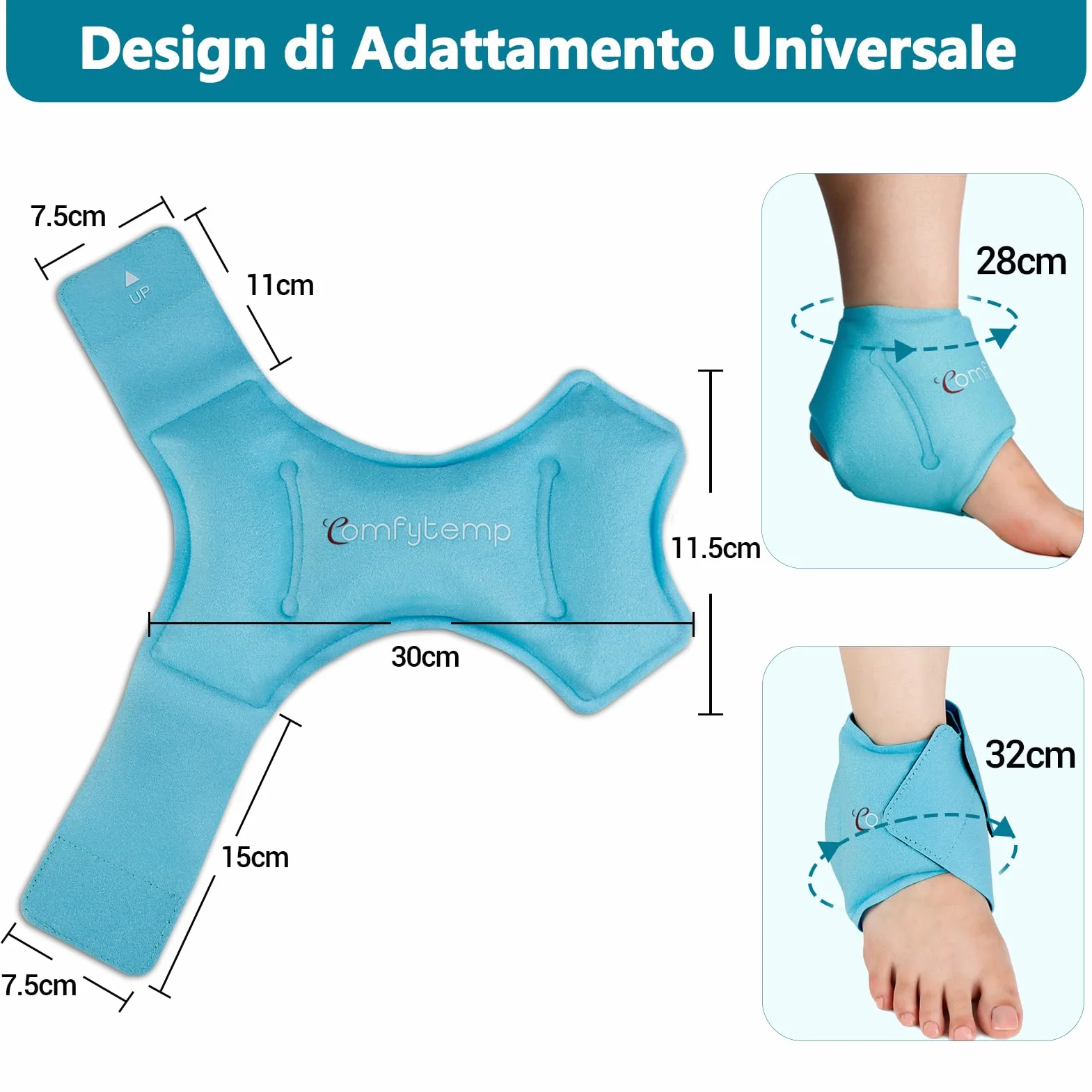 Comfytemp Manicotto refrigerante per piedi e caviglie, in gel refrigerante (1 pezzo), per tendine d'Achille, gonfiore