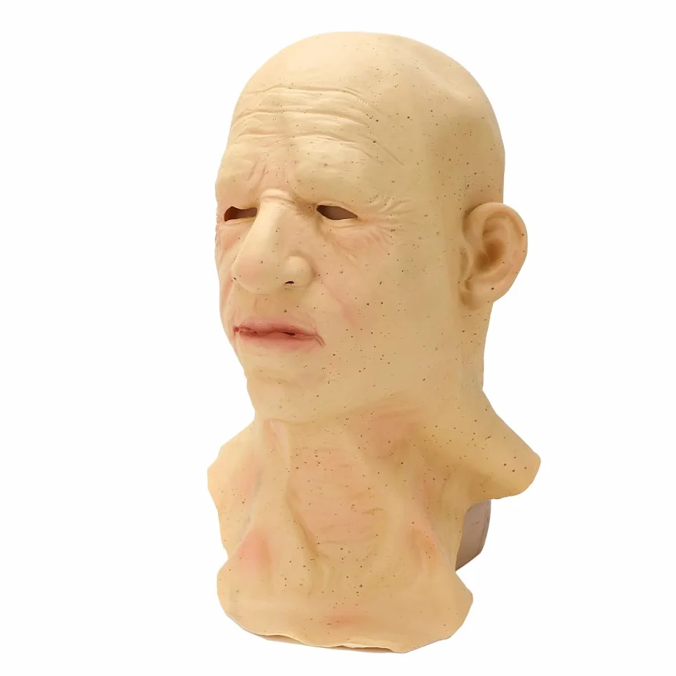 HEEPDD Copri Viso da Uomo Anziano in Lattice di Halloween, Copricapo Realistico con Bordo in Silicone Ultra Sottile