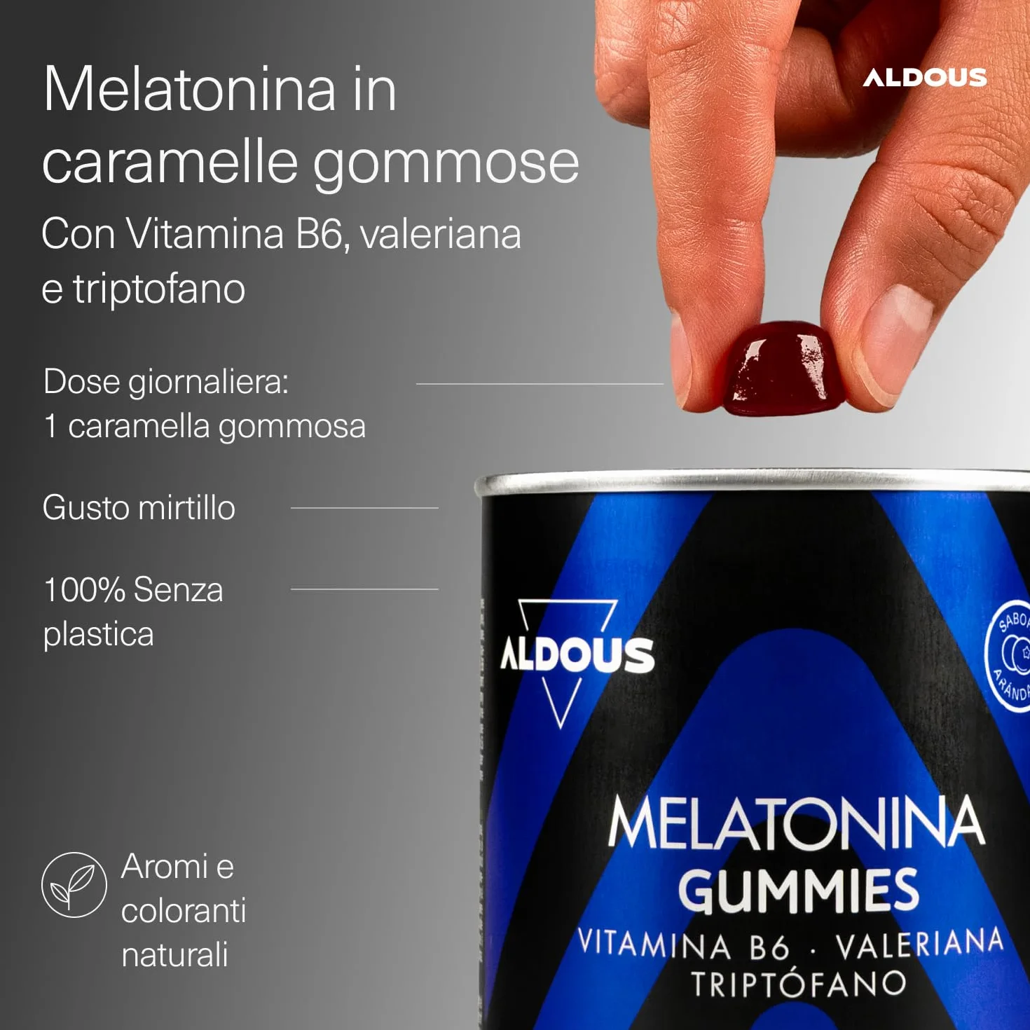 Caramelle Melatonina 120 Caramelle Gommose Valeriana Triptofano Vitamina B6 Integratore per Dormire Sonno Profondo Vegan ALDOUS