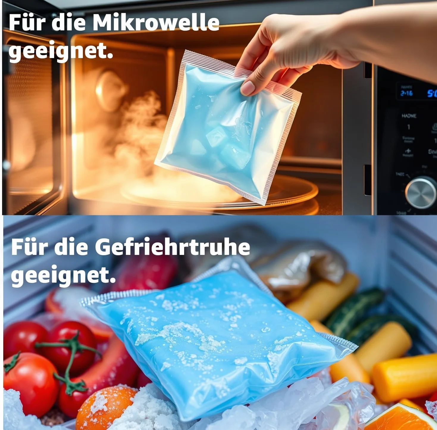 2x Impacchi Freddo Caldo 29x12cm – Set Made in Germany – Cuscinetti Gel Riutilizzabili per Terapia del Dolore, Lesioni, Gonfiori e Sollievo Muscolare