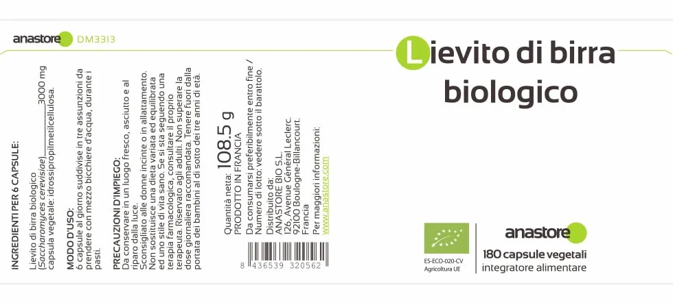 Lievito di Birra BIO 500mg 180 capsule vegetali Antietà