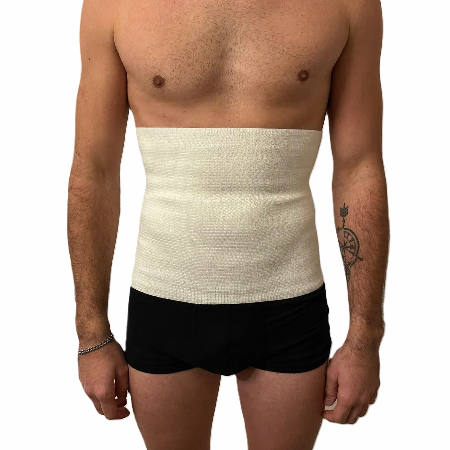 eMMe SQUARE Fascia Lombare Termica in Lana e Cotone, Supporto Schiena e Addome, Traspirante ed Elastica, Made in Italy, per Dolori Lombari e Muscolari, 29 cm di altezza (Bianco, XL)