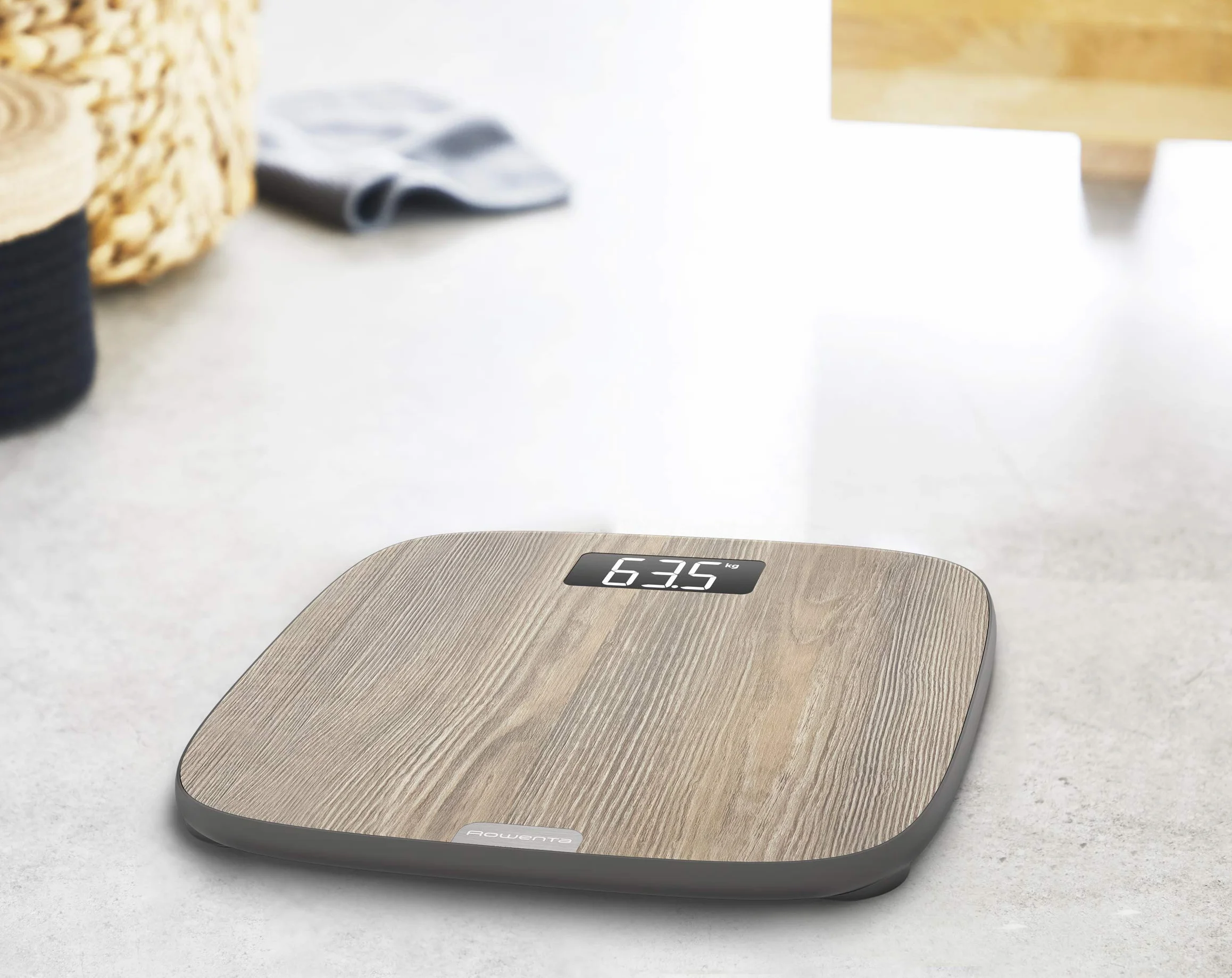 Rowenta BS1600 Origin Bilancia Pesapersone Digitale 31x31 cm 160kg Ultrasottile Effetto Legno