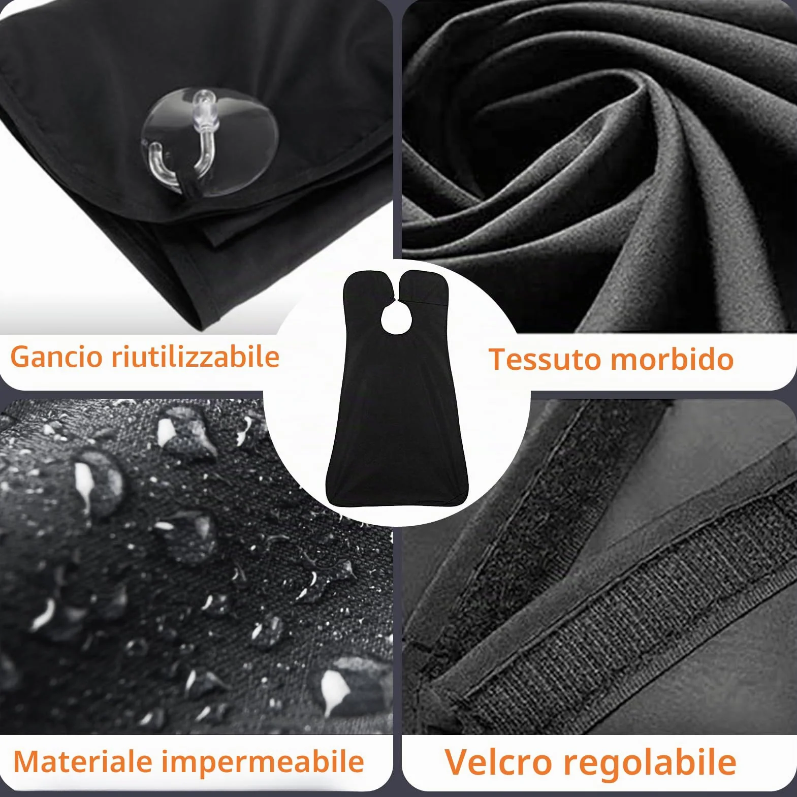 Leaflai Grembiule da Barba, Impermeabile Telo per Barba, Cattura Barba e Capelli, Antiaderente, Con 3 Ventose, Regalo per Uomini