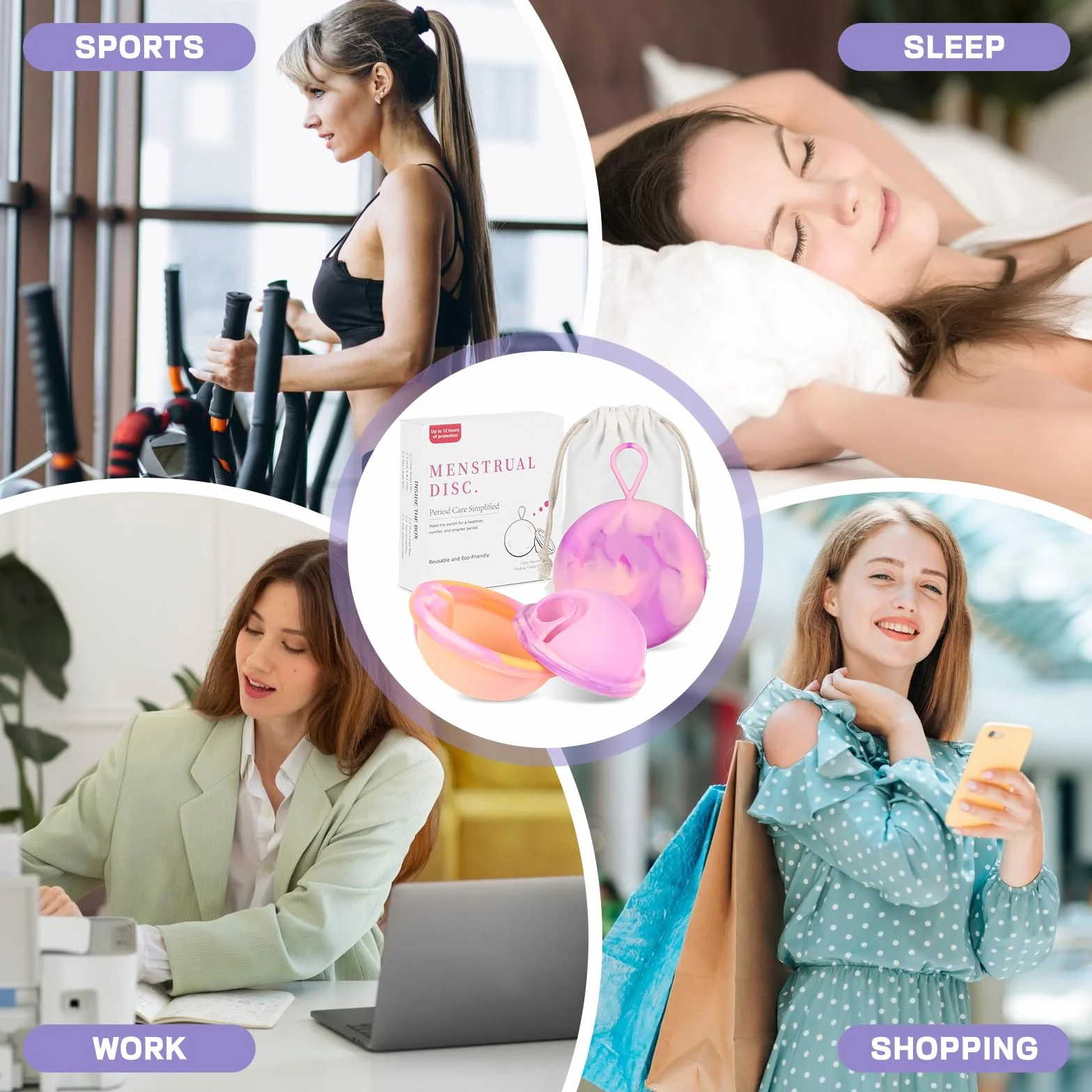 Disco Mestruale, Coppetta Mestruale in Silicone, Disco Menstruale, Disco Periodico Riutilizzabile, Coppetta Mestruale morbida, Tenuta Stagna Alternativa ai Tamponi (S+L)
