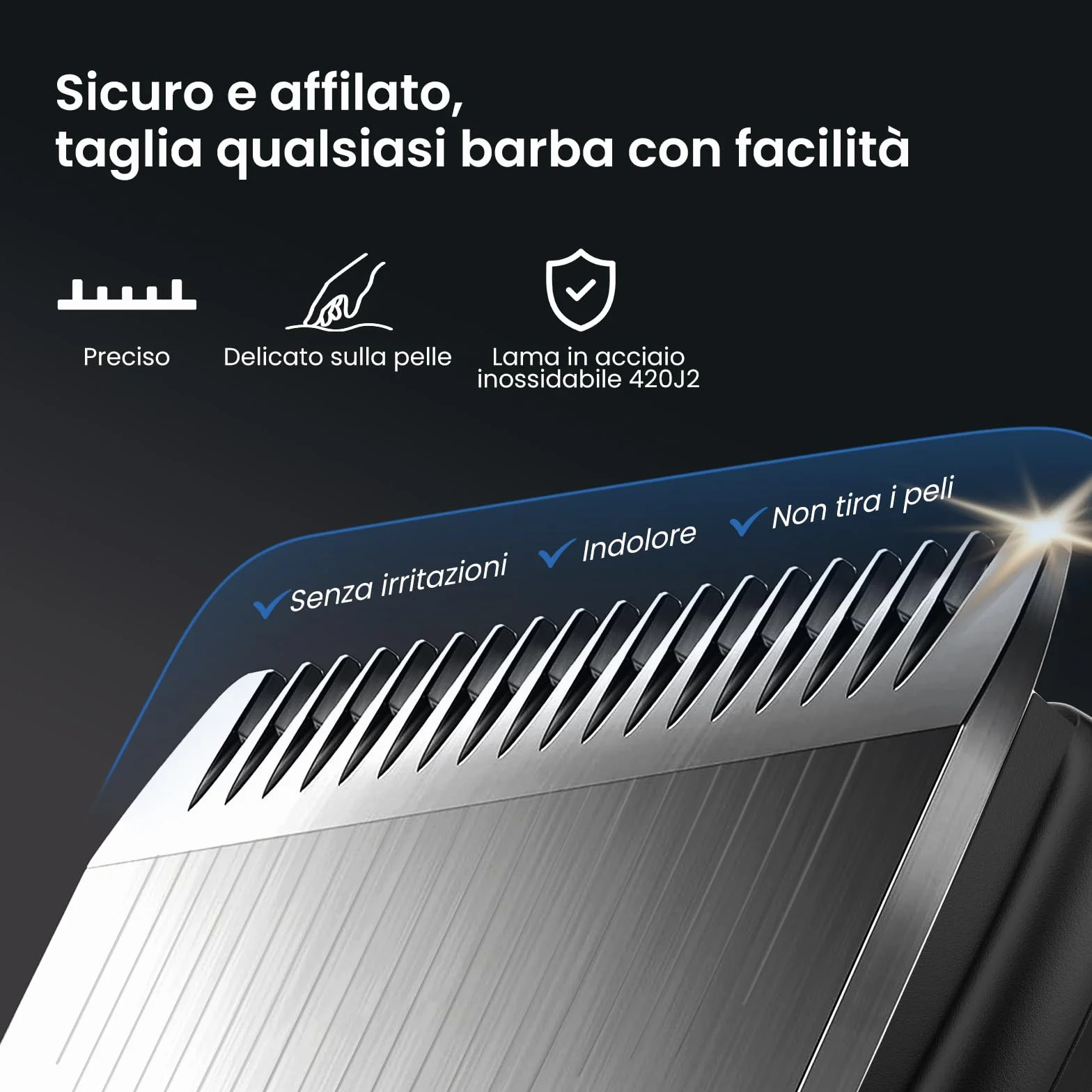 MAXGROOM Regolabarba Uomo 6 in 1, Rasoio Elettrico Barba Impermeabile IPX6, 120 Minuti Autonomia, Ricarica USB-C