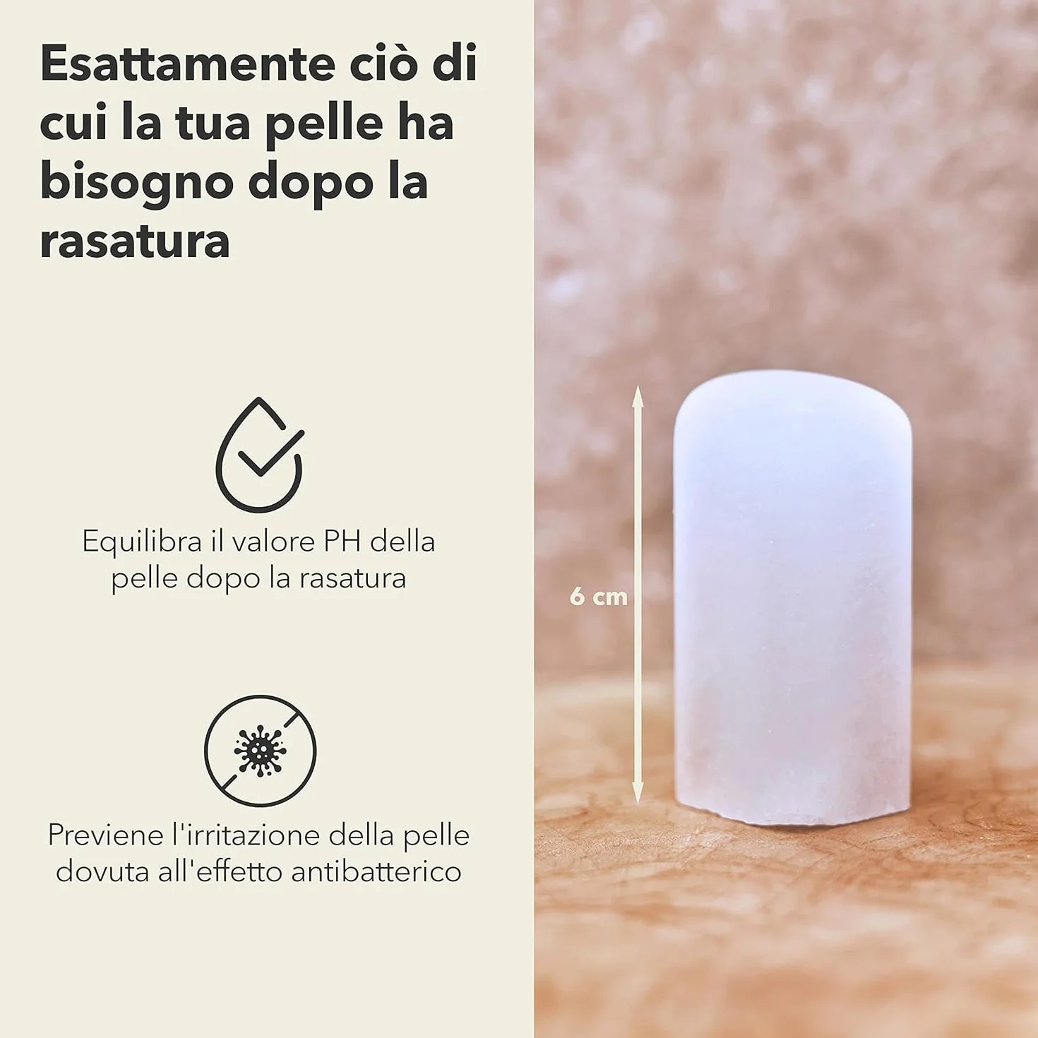 Störtebekker® - Premium Pietra di allume - Sedativo del sangue dopobarba - Lenisce la pelle dopo la rasatura con un rasoio di sicurezza/coltello - effetto antisettico - Blocco di allume potassio