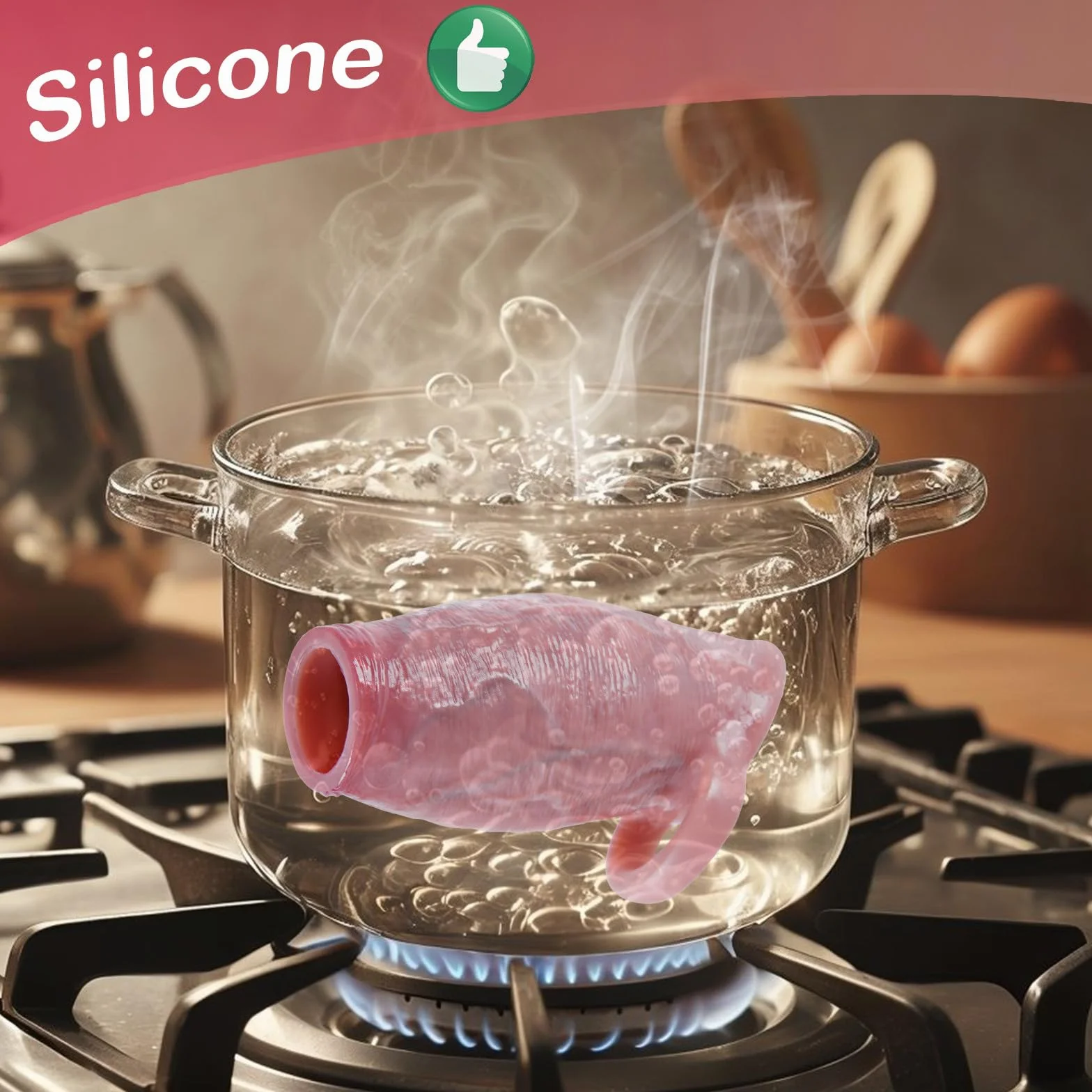 Guaina per pene ispessita realistica in silicone 5,5 cm diametro con glande aperto anello elastico ritarda eiaculazione migliora erezione giocattolo adulti