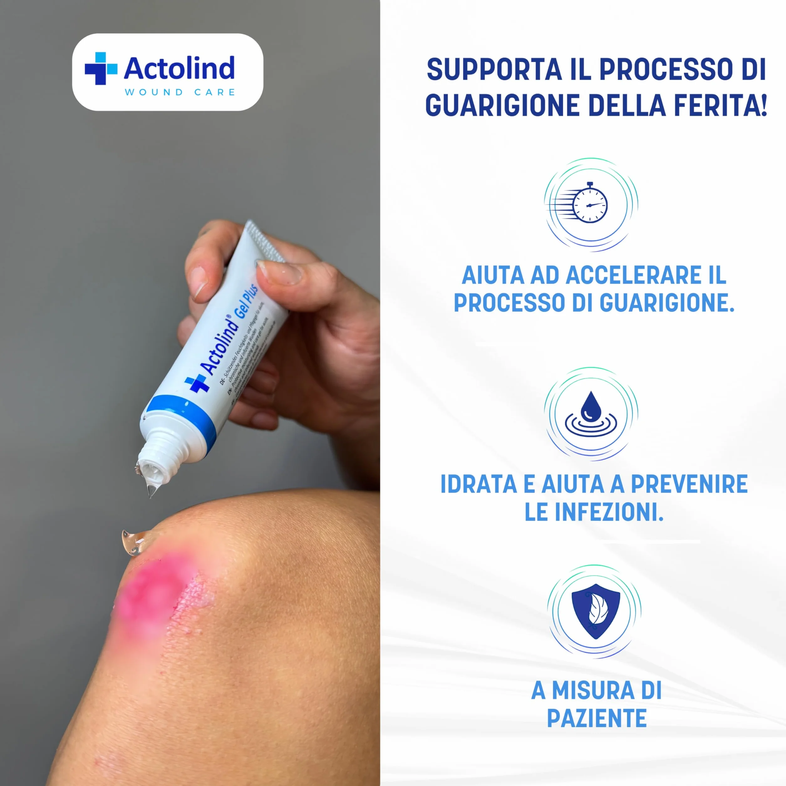 Actolind Gel Plus 50 ml – Gel antisettico per ferite e ustioni | Dispositivo Medico CE Classe III