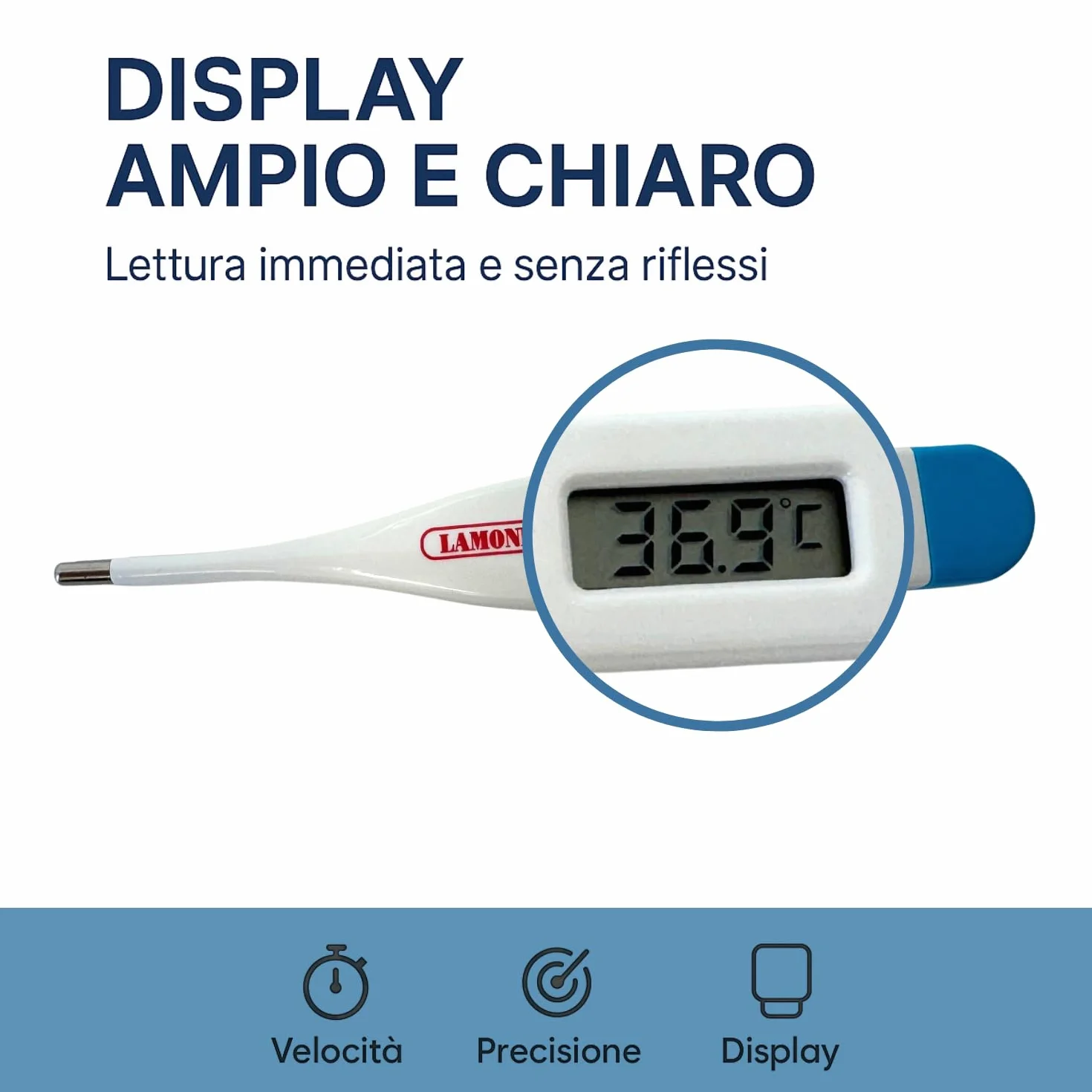 Termometro Digitale MC-101 Impermeabile Preciso Misura Febbre 60 Secondi Display LCS