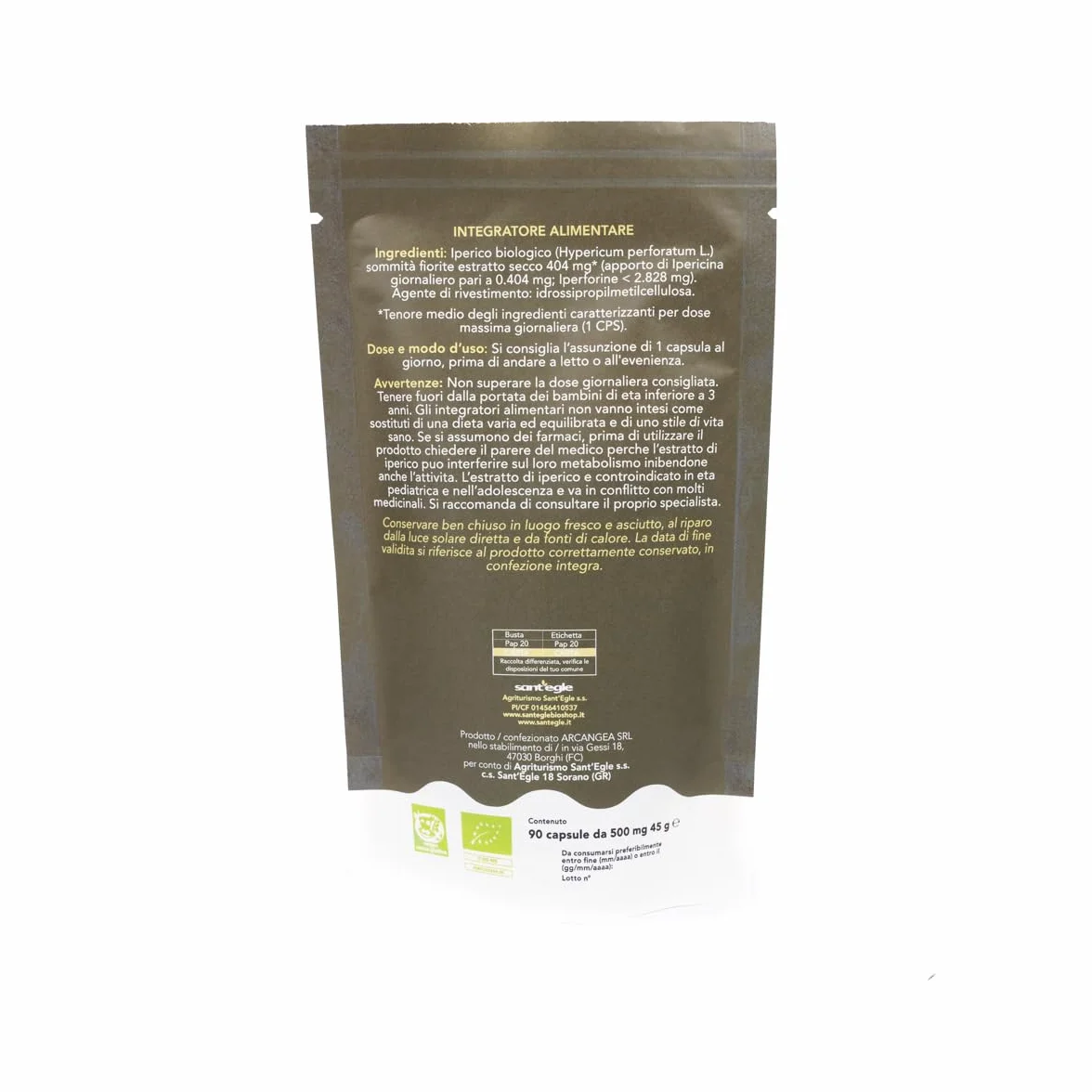 Sant'Egle - Rilassati, Iperico Biologico, 90 capsule